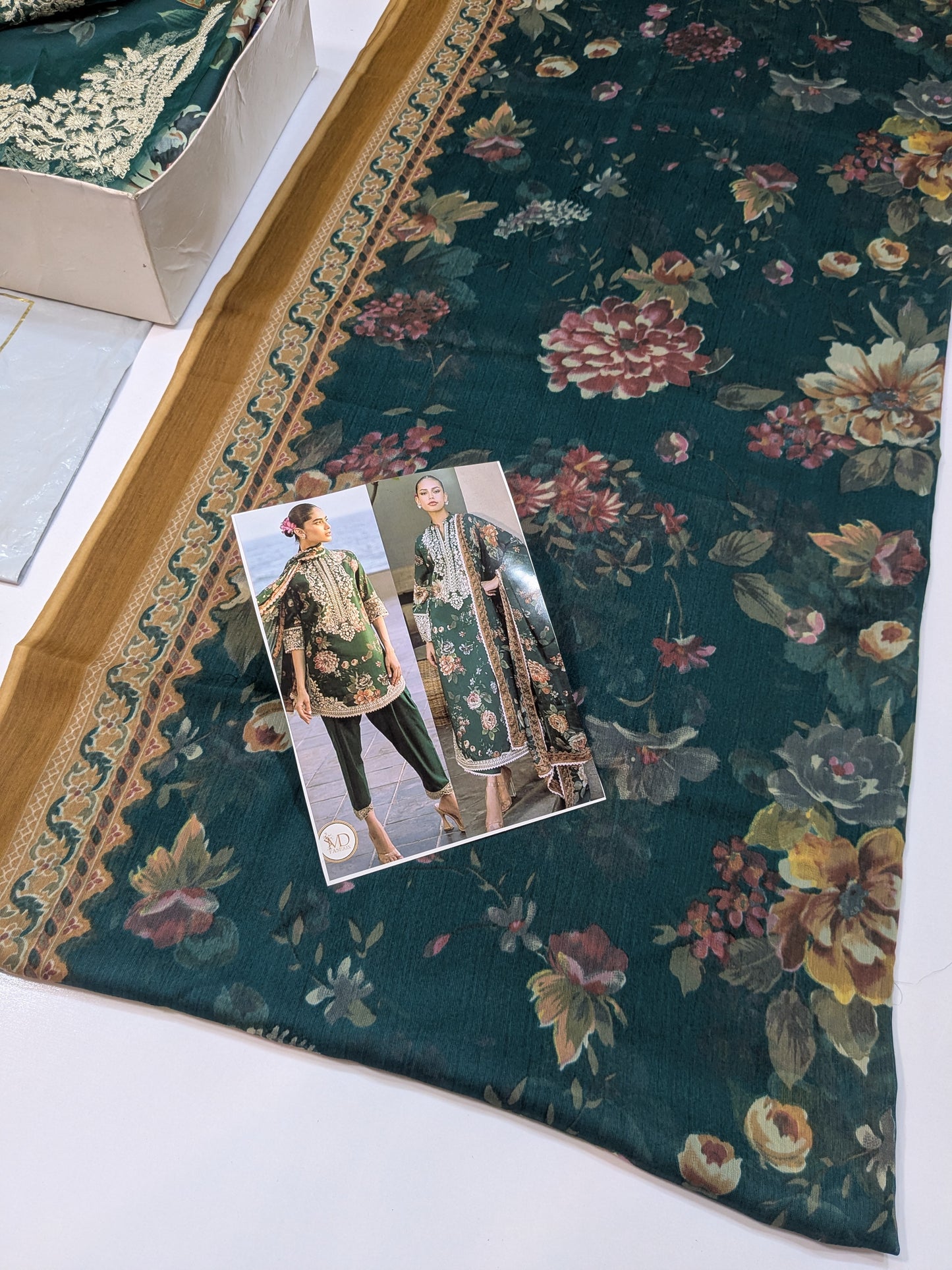 ZAINAB CHOTANI GREEN LAWN EMBROIDERED DRESS