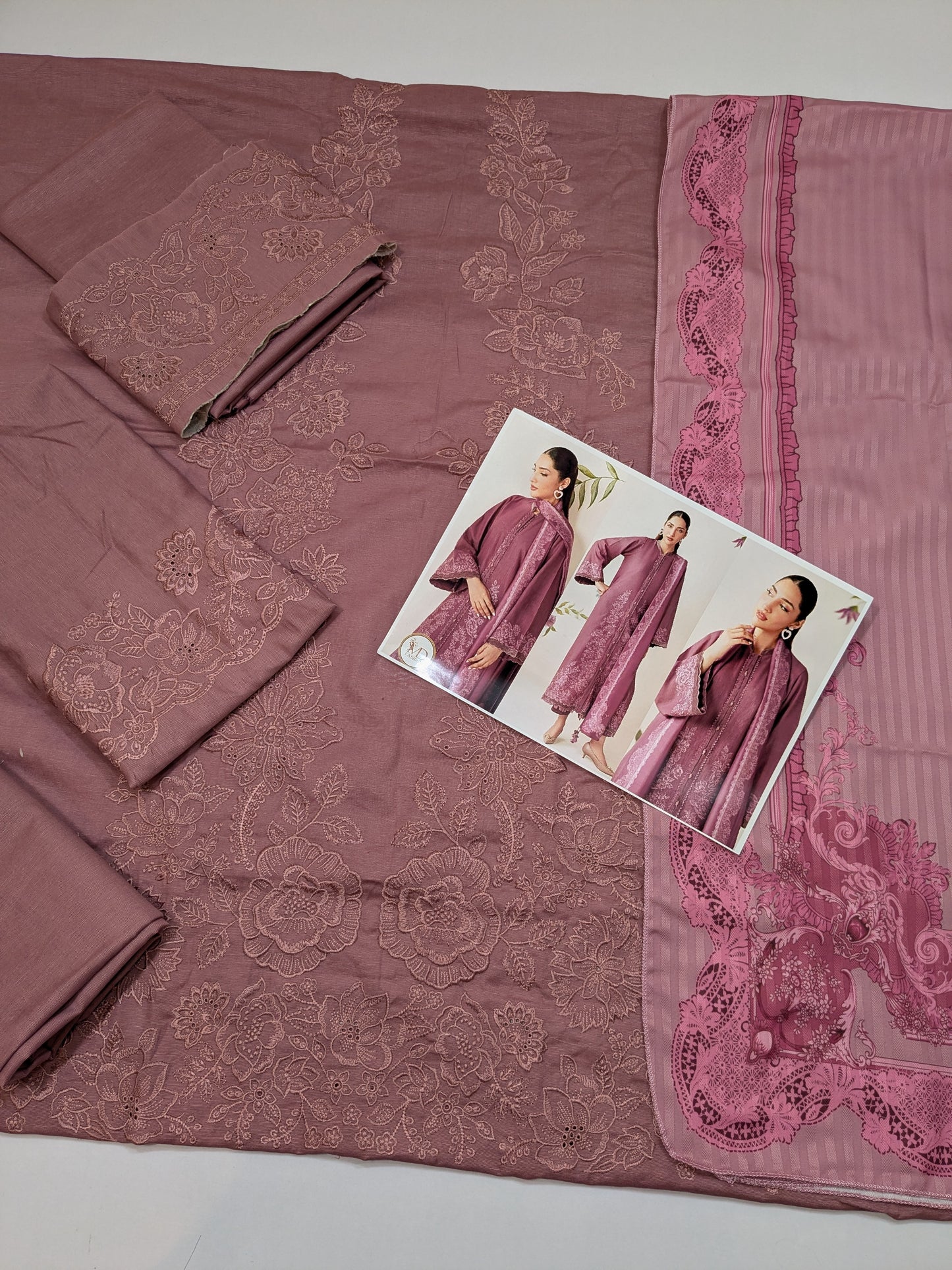 BAROQUE TEA PINK KHADDAR EMBROIDERED 3pcs