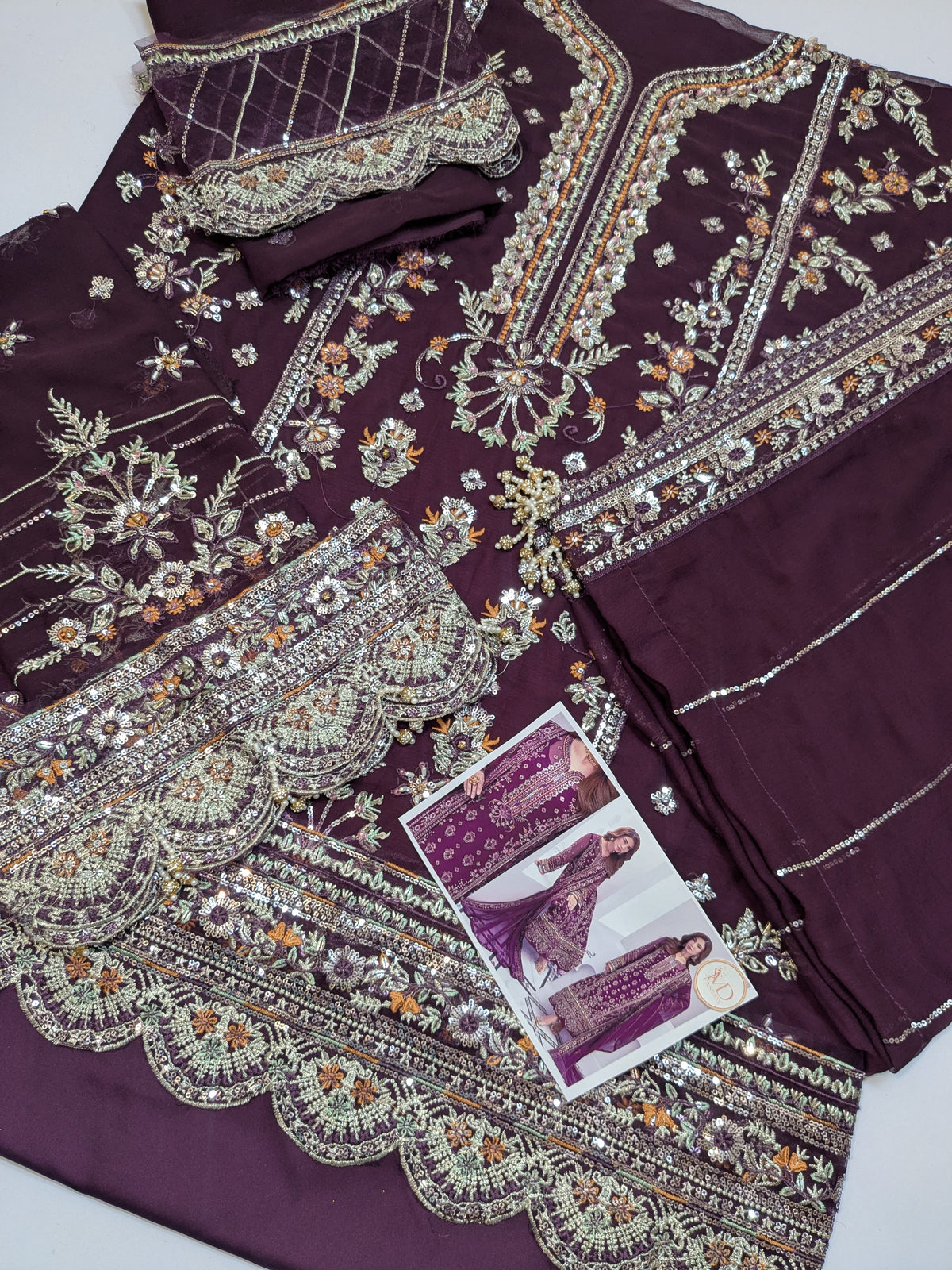 GULAAL INSPIRED CHIFFON HAND EMBELLISHED DRESS