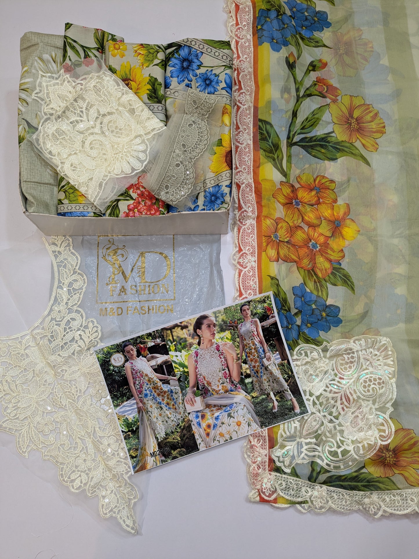 MARIA B SUNFLOWER BLUE 26 MPRINT LAWN