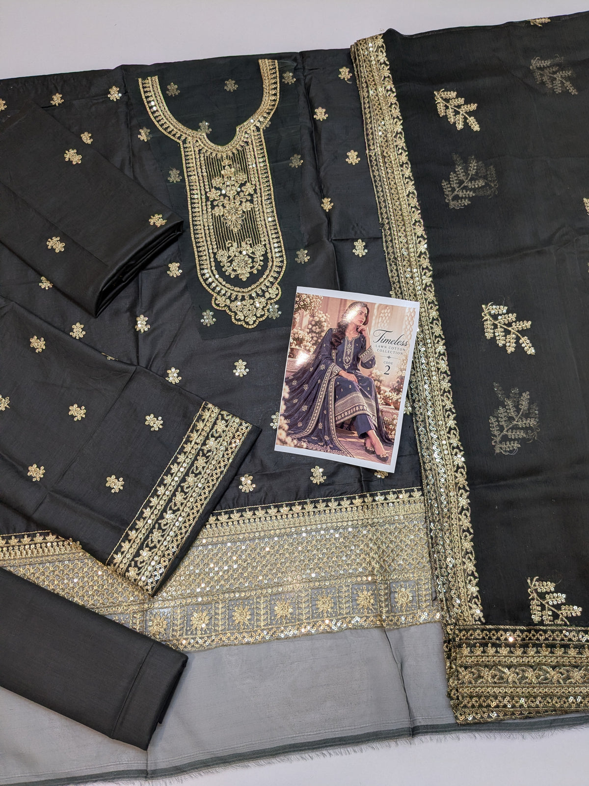 MAHIRA 02 CHARCOAL GREY LAWN COTTON