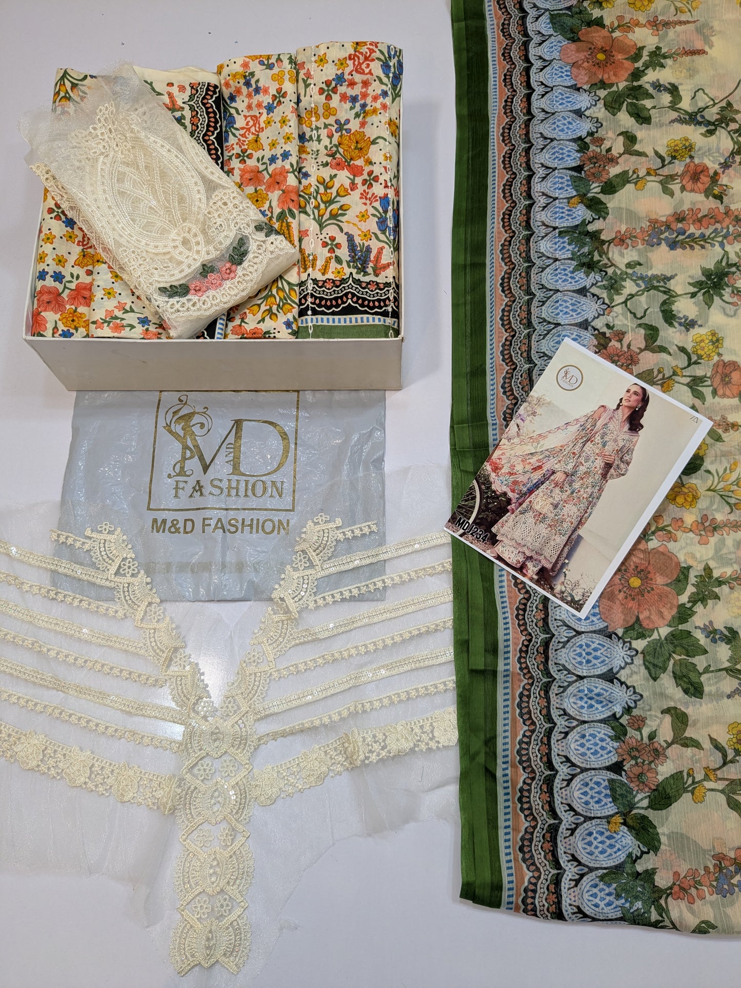 MARIA B LAWN CHIKENKARI PRINTED EMBROIDERED