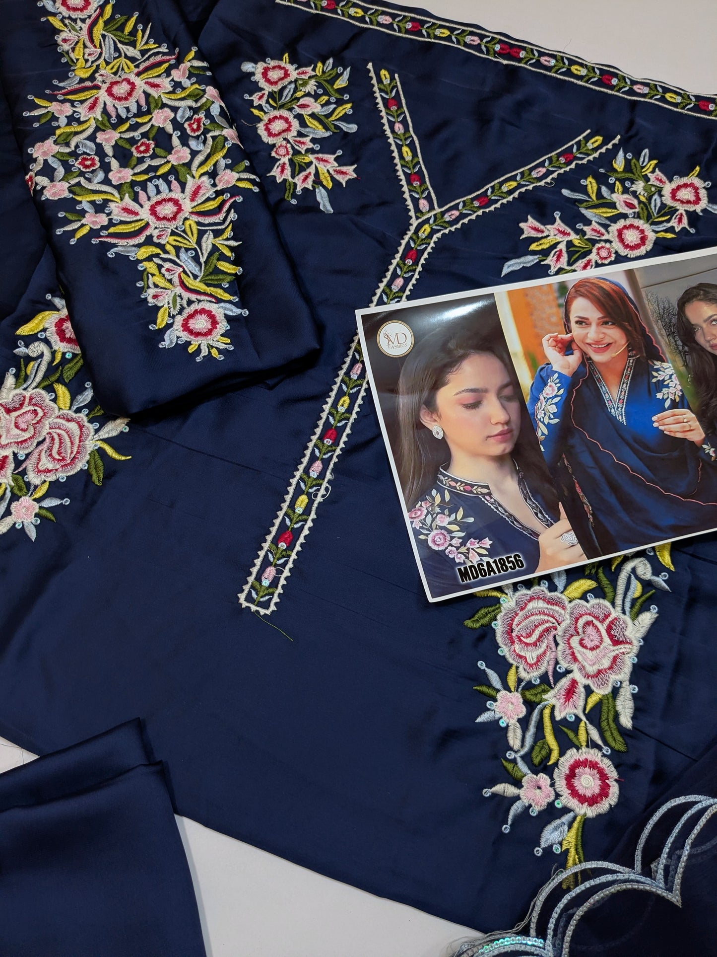 AINA ASIF BLUE INSPIRED SILK 3 PIECE DRESS