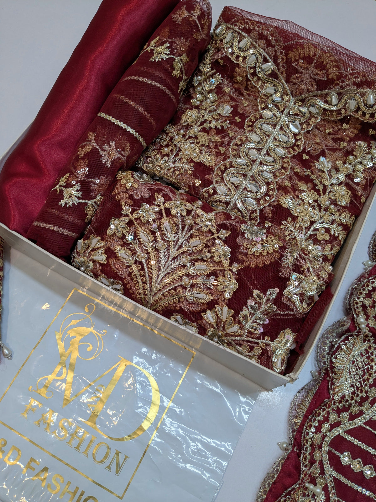 GULAL INSPIRED IZAR MAROON HANDWORK FORMAL