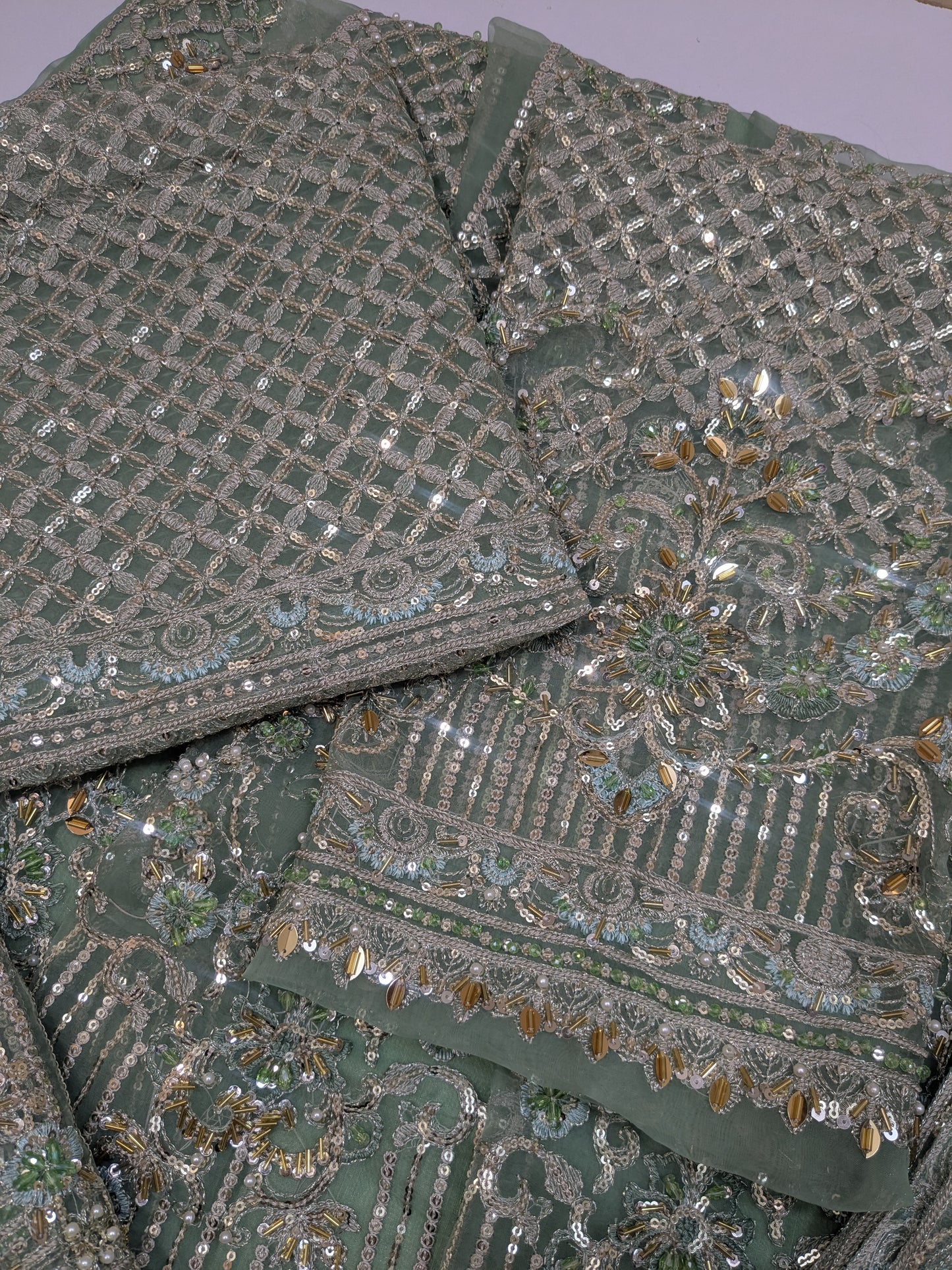 ELAF SAGE FULL EMBELLISHED MAXI LAHENGA