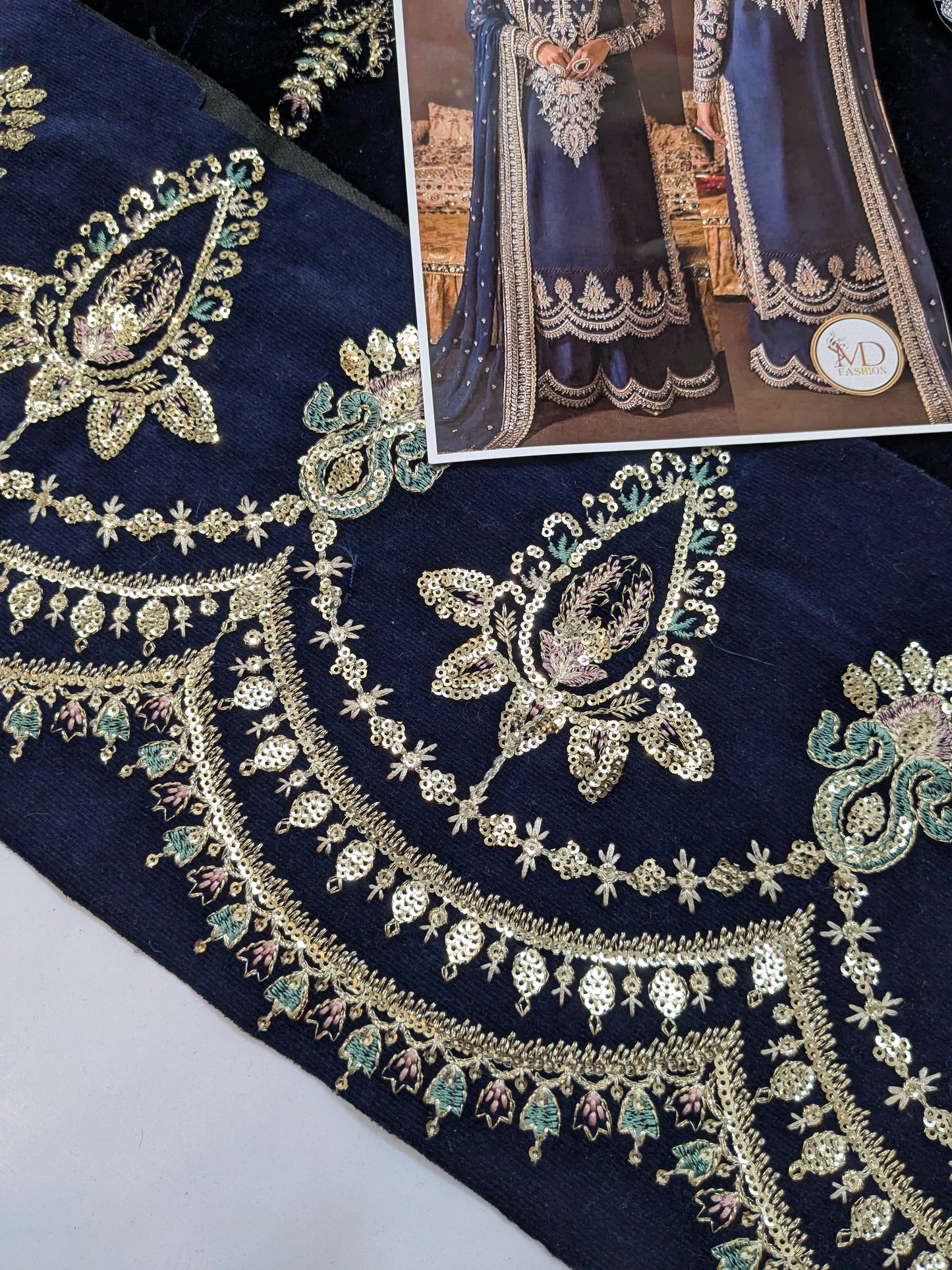 AFROZEH DIVANI MAYA BLUE LUXURIOUS VELVET