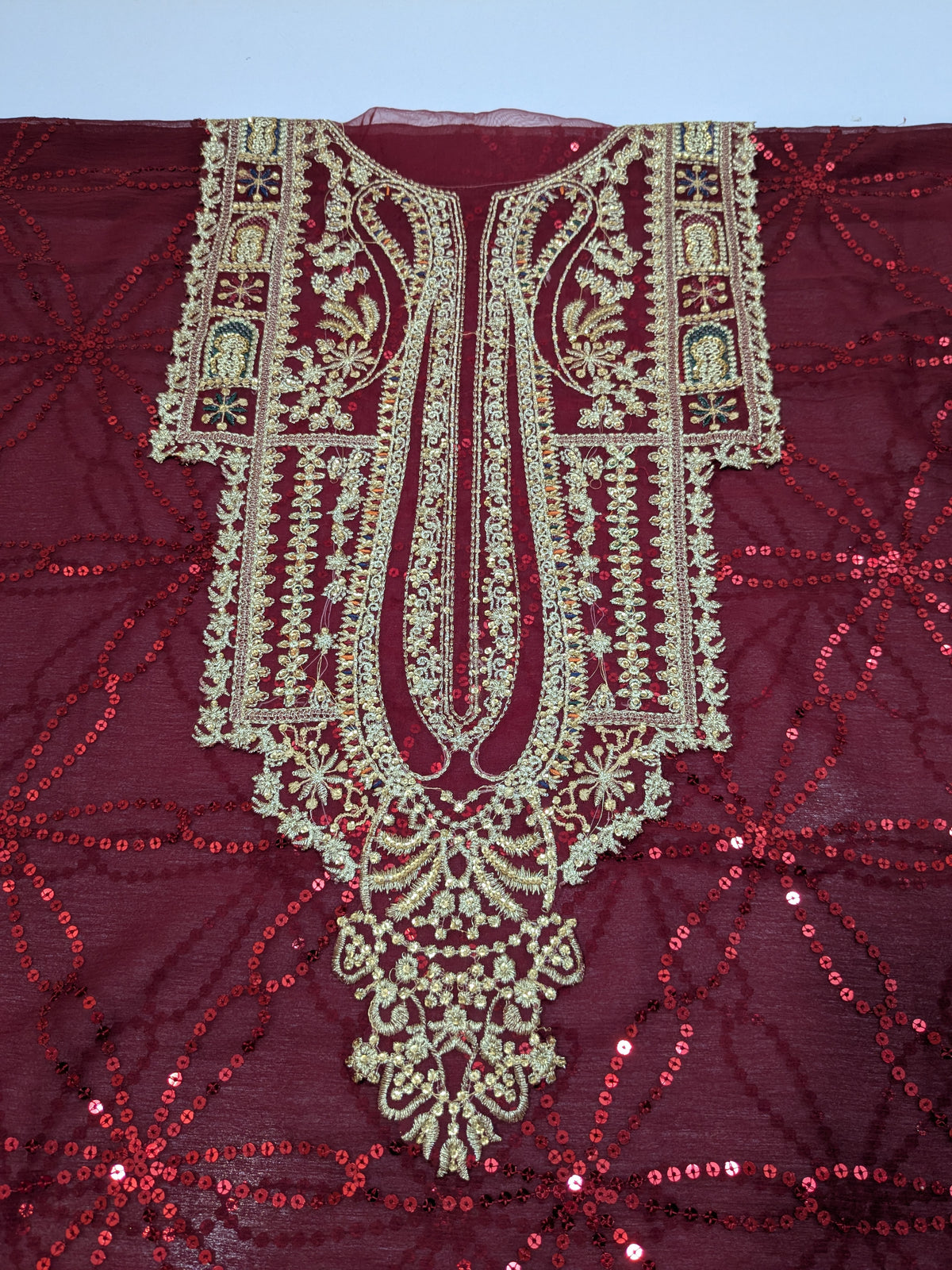 JAZMIN FANCY EMBROIDERED RUBY DRESS