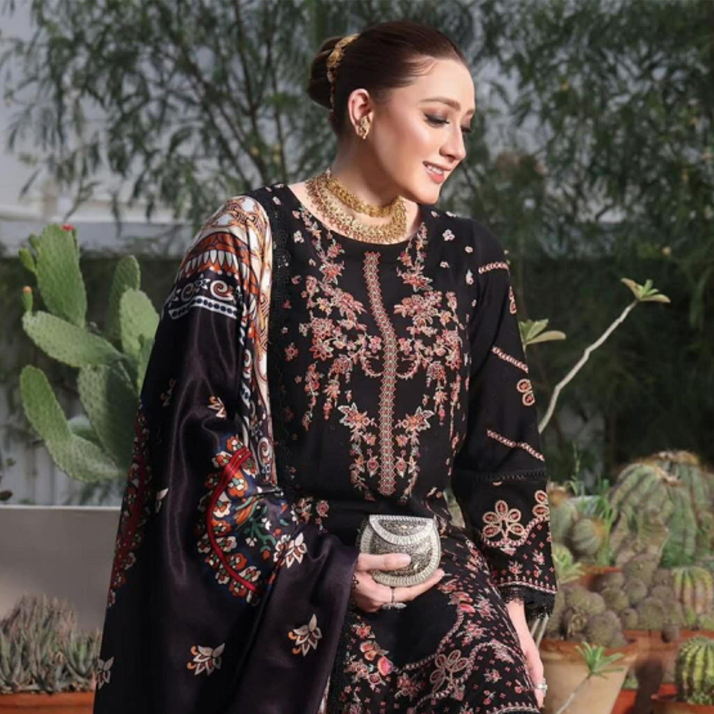 ANEELA KHADDAR EMBROIDERED MOMINA BLACK 3pcs