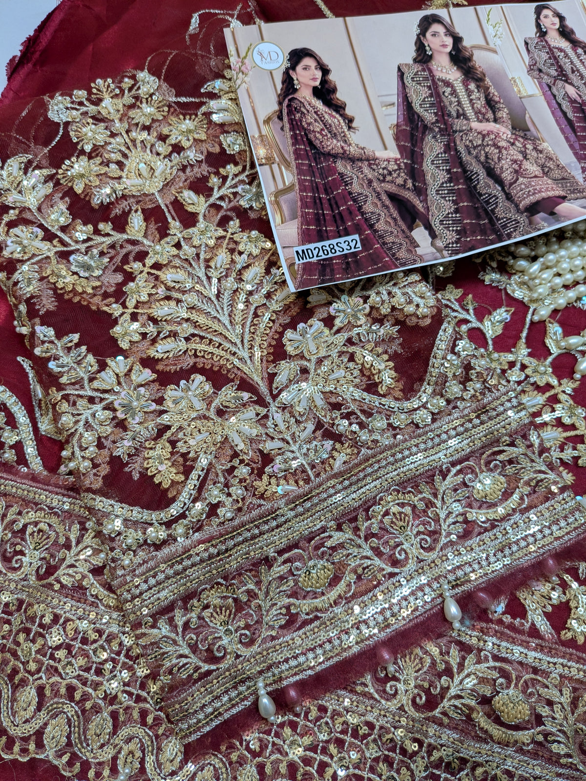 GULAL INSPIRED IZAR MAROON HANDWORK FORMAL