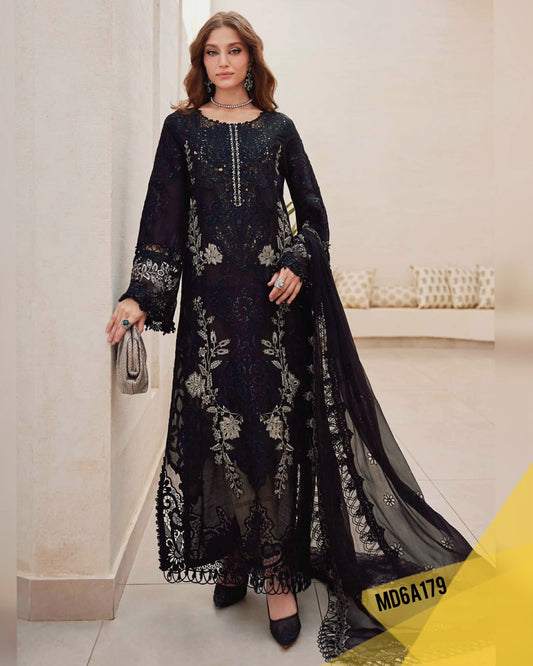 MARIA B BLACK LAWN CHIKENKARI EMBROIDERED