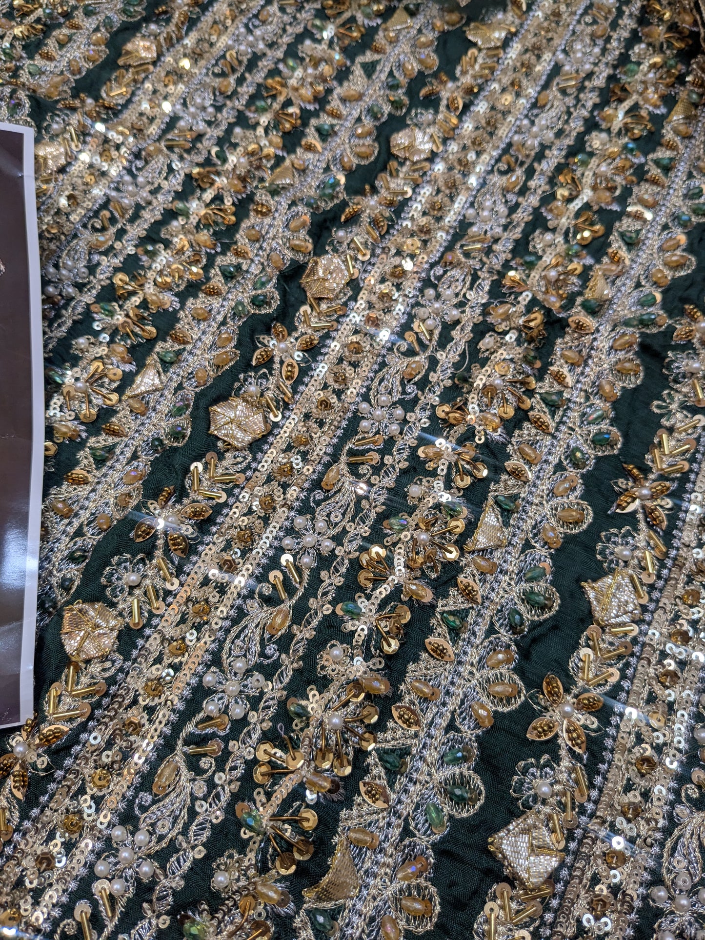 SANA SAFINAZ GREEN PREMIUM RAW SILK HAND EMBELLISHED 3 PIECE