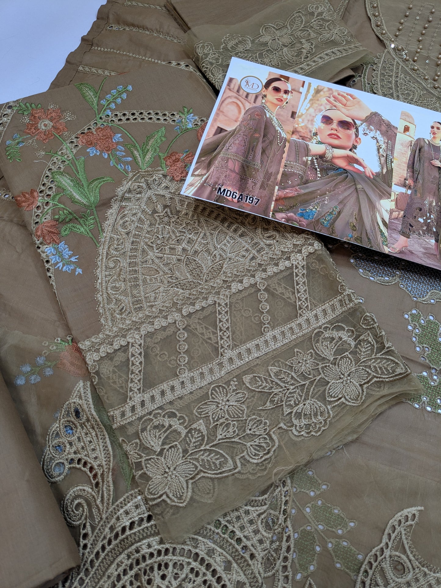 MARIA B BROWN GOLD FOREVER HIT LAWN EMBROIDERED