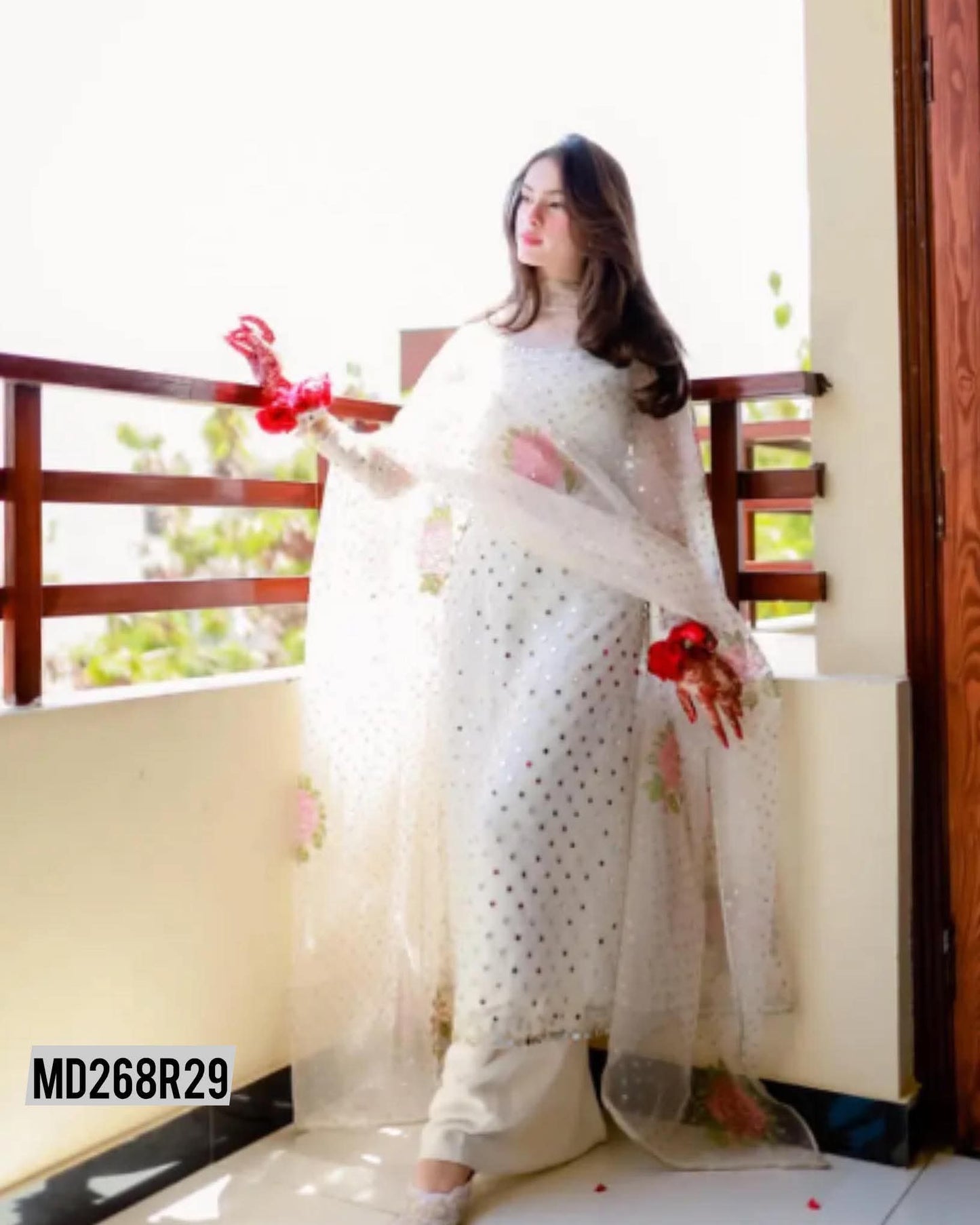 VIRAL SHEESHA STYLE WORK CHIFFON FANCY DRESS