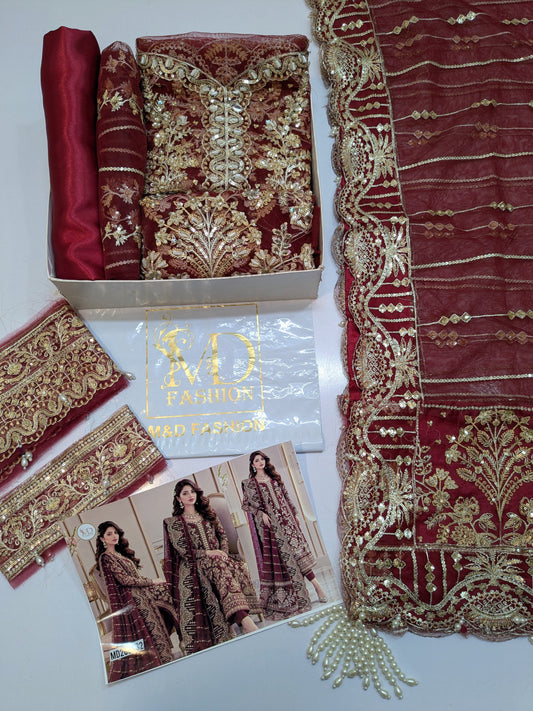 GULAL INSPIRED IZAR MAROON HANDWORK FORMAL