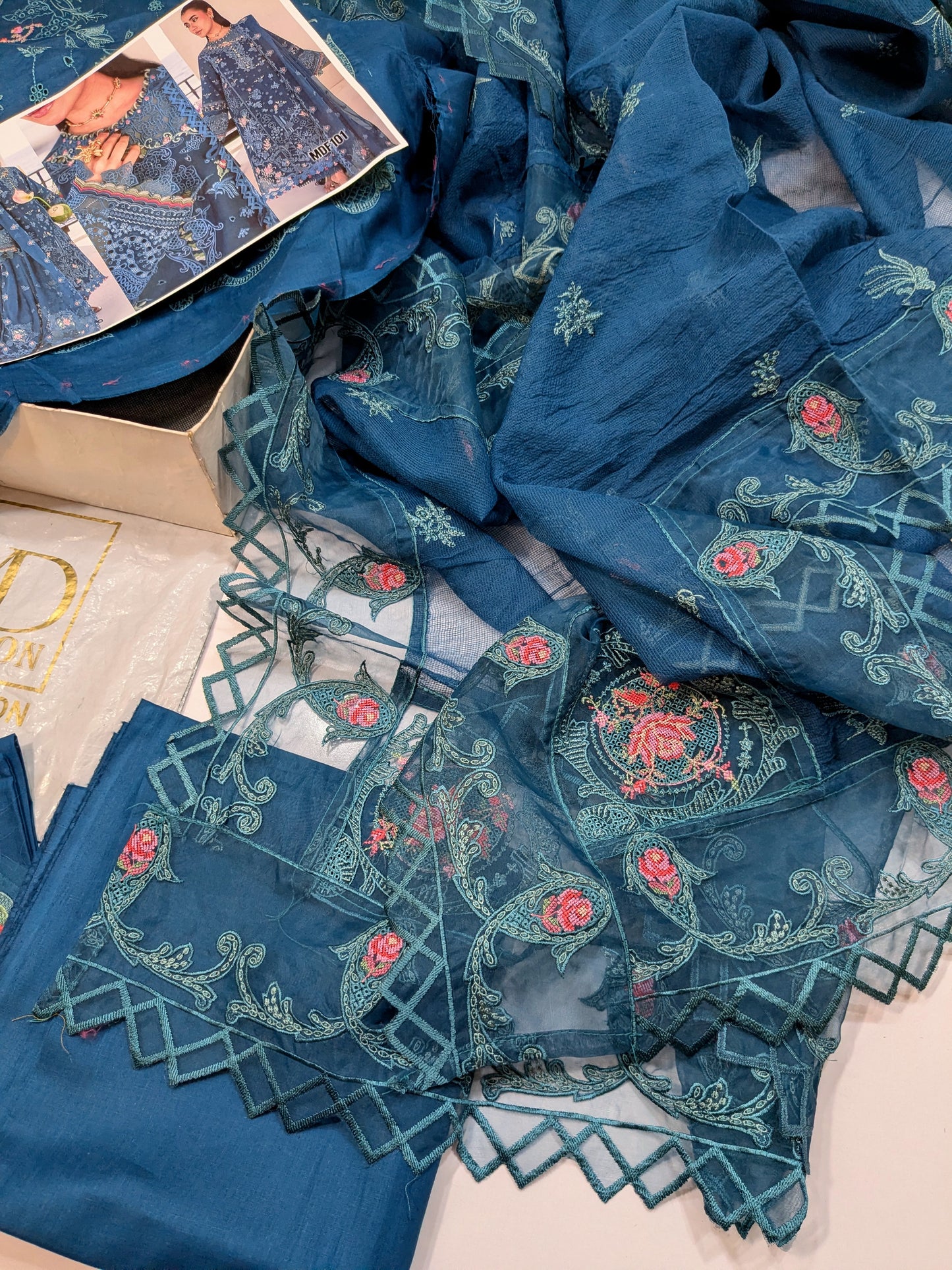 QLAMKAR ZINC BLUE 2026 LUXURIOUS LAWN WITH ATTRACTIVE DUPPATA
