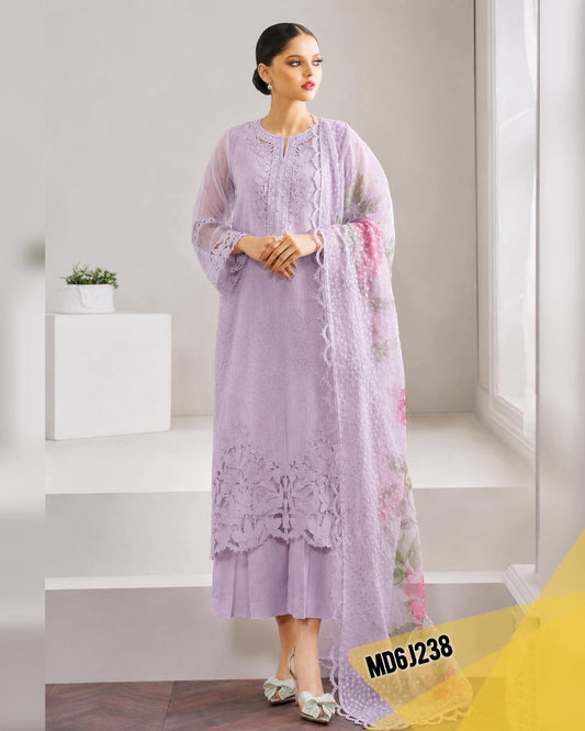 BAROQUE PEARL LAVENDER ORGANZA EMBROIDERED