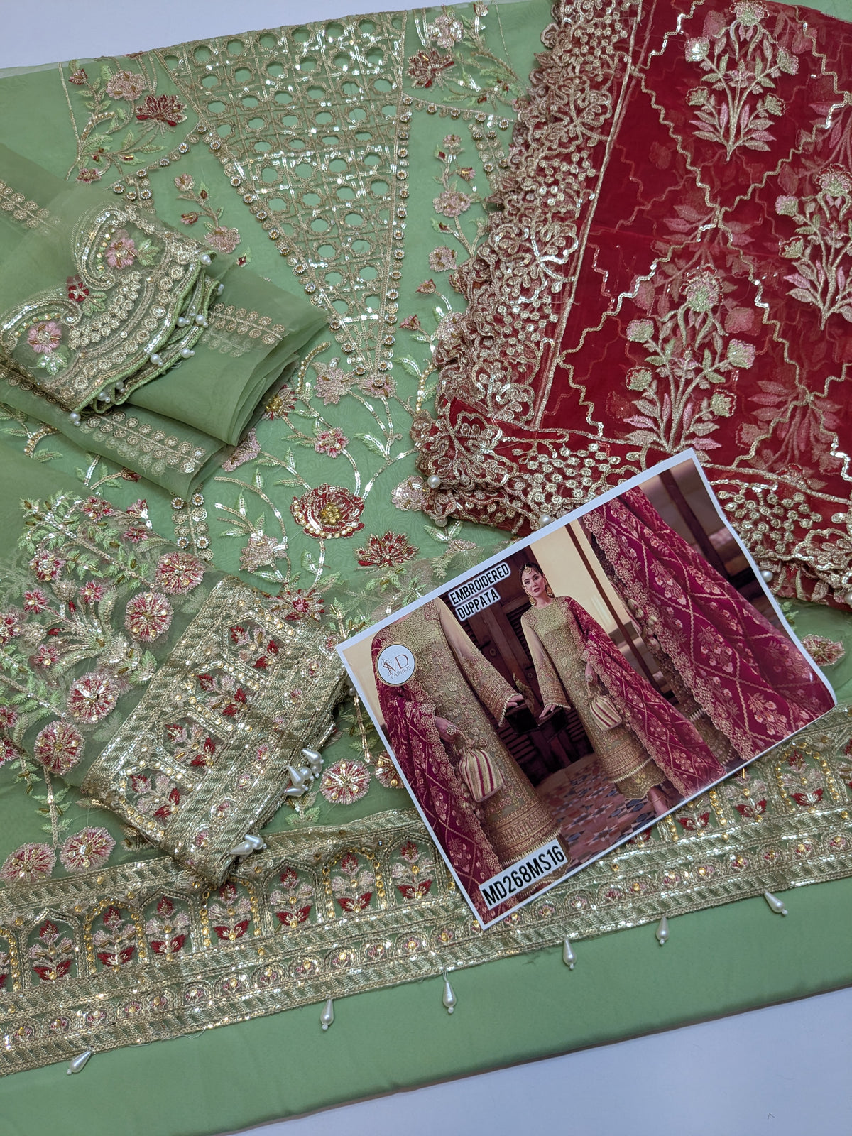 CRIMSON INSPIRED ANECDOTES EMBROIDERY DUPPATA