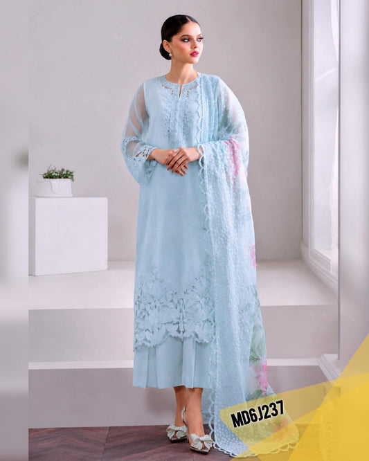 BAROQUE PEARL ICE BLUE ORGANZA EMBROIDERED