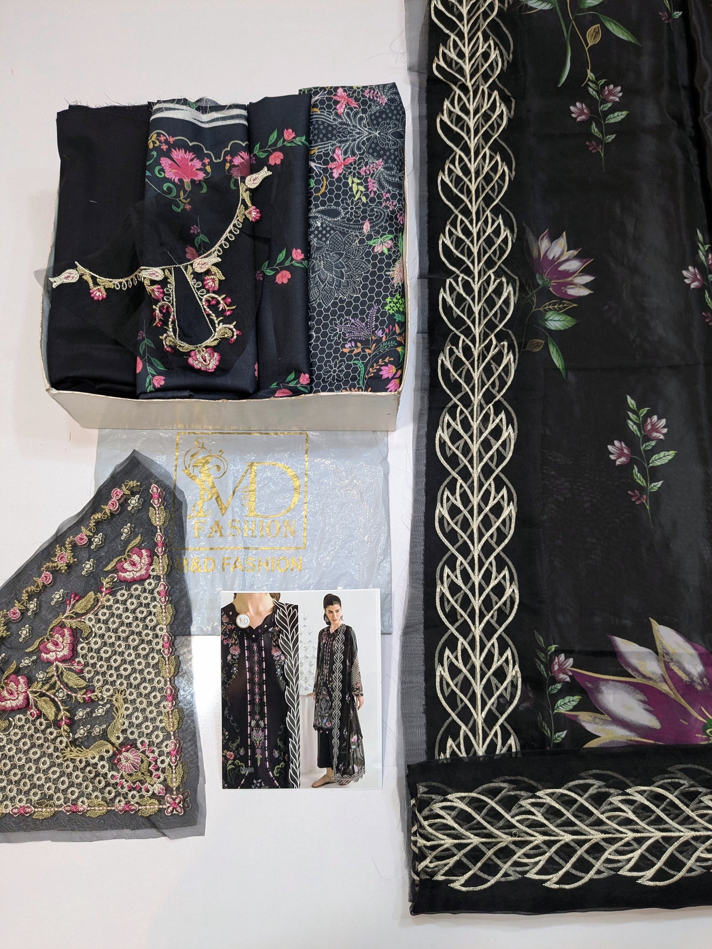 QALAMKAR RIDA BLACK QPRINT EMBROIDERED LAWN