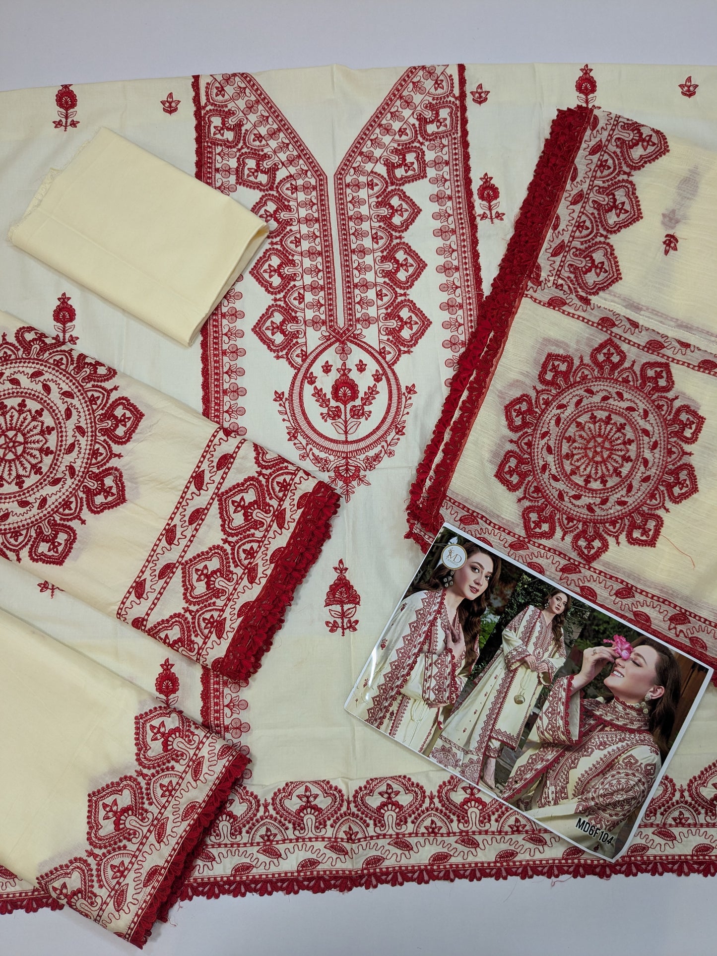 ANEELA RUBY CREAM LUXURIOUS LAWN