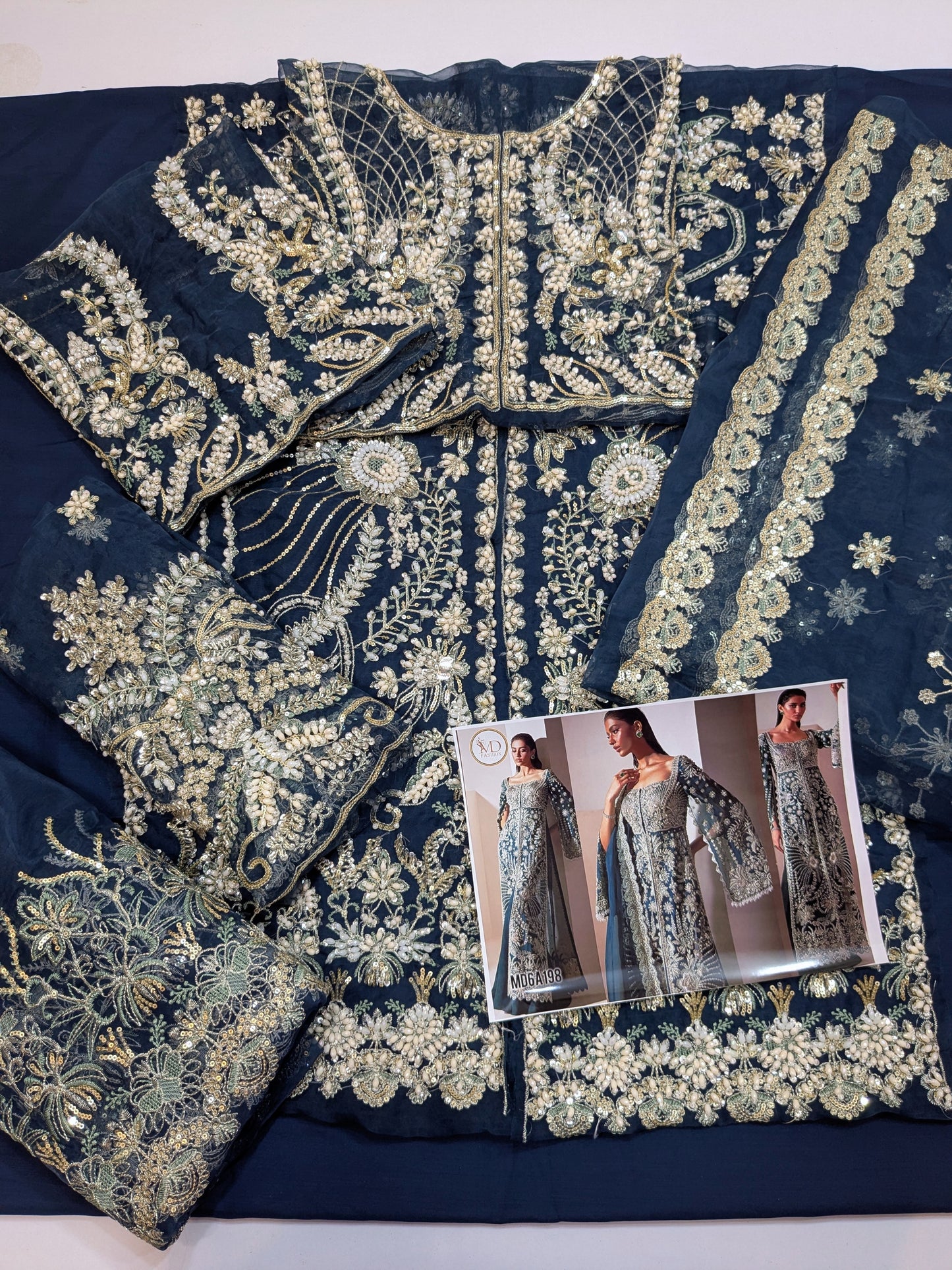SORAYA LUXE ZINC FULL HAND EMBELLISHED PARTY WEAR