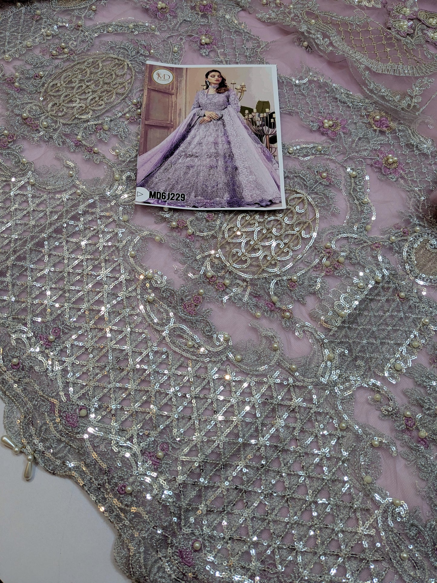 Maria b couture lilac net embroidered maxi