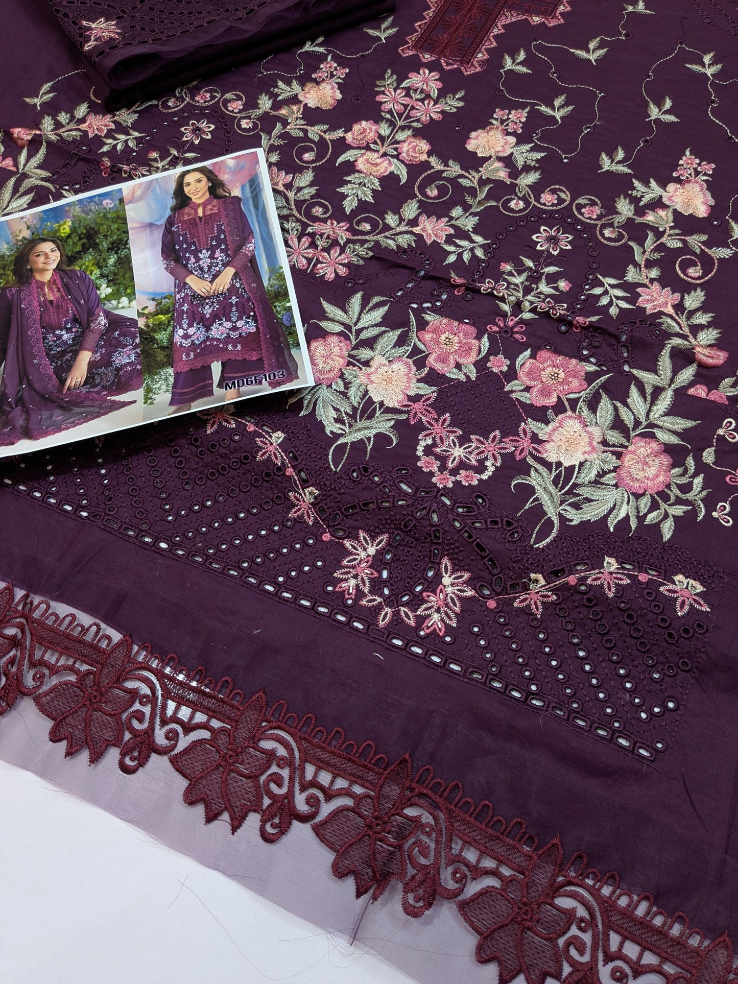 SOBIA NAZIR BURGUNDY PLUM RAMSHA LUXURIOUS LAWN