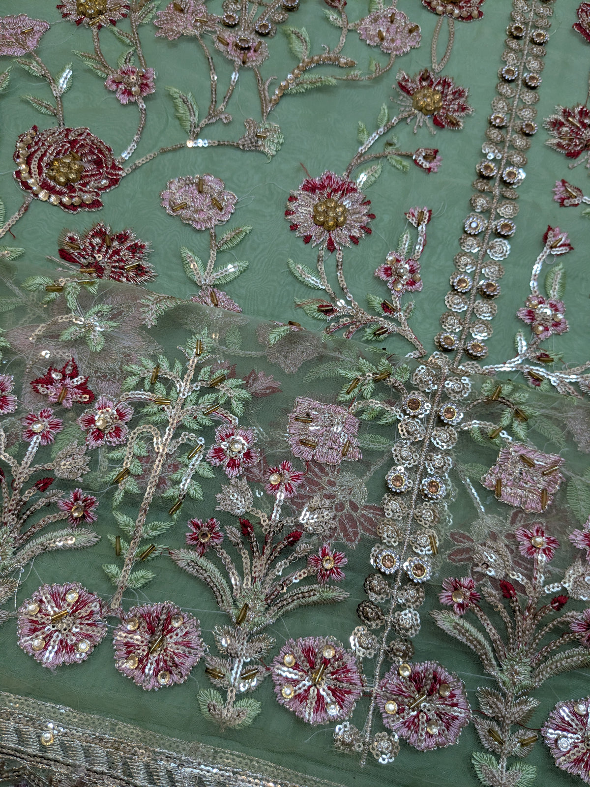 CRIMSON INSPIRED ANECDOTES EMBROIDERY DUPPATA