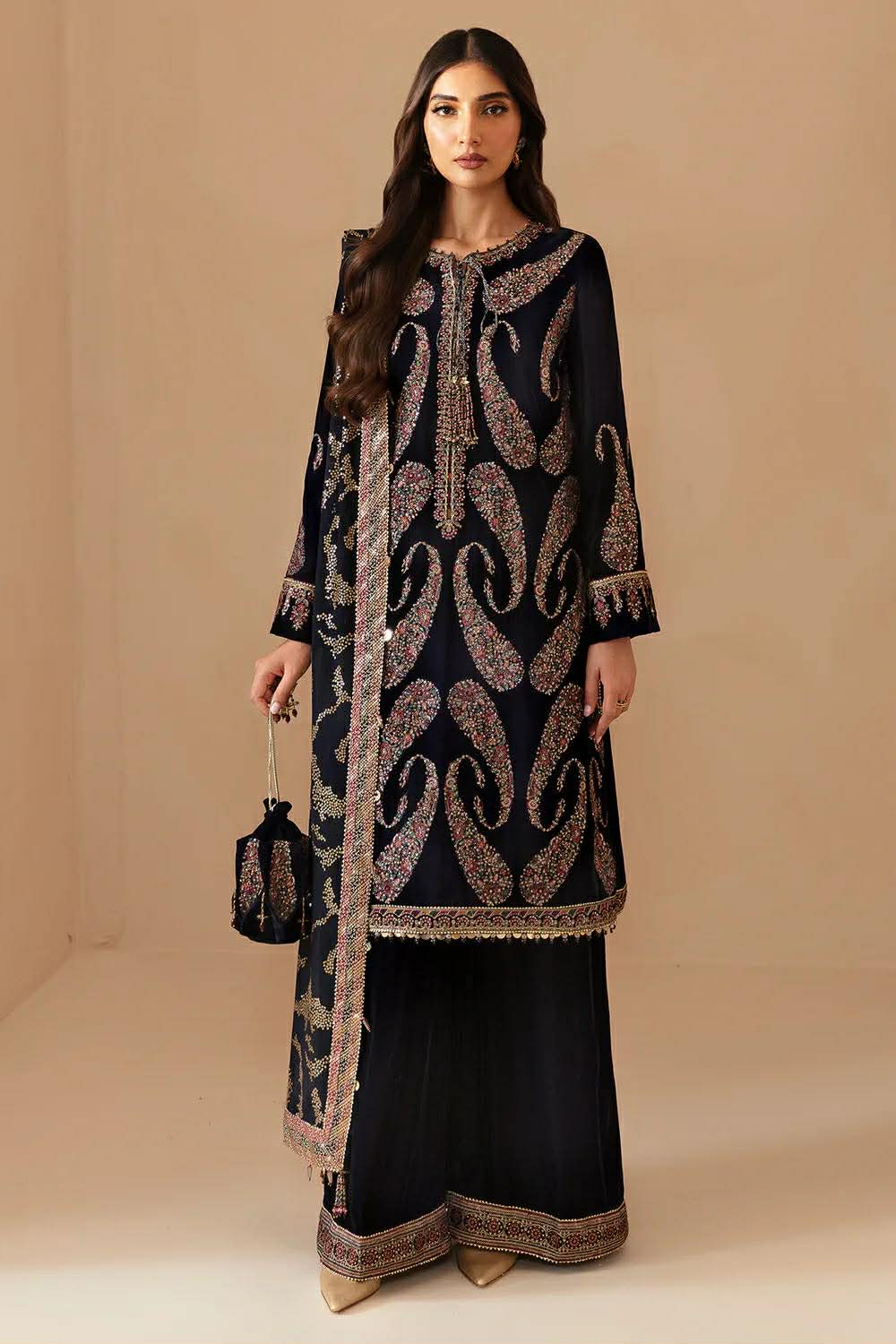 JAZMIN KAIRY MULTI EMBROIDERED VELVET 3PC