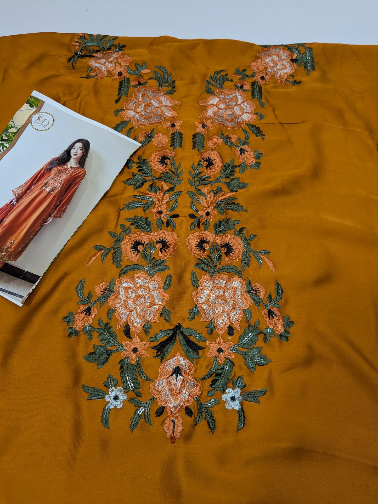 MAHIRA NOOR SILK RUST EMBROIDERED 3PCS
