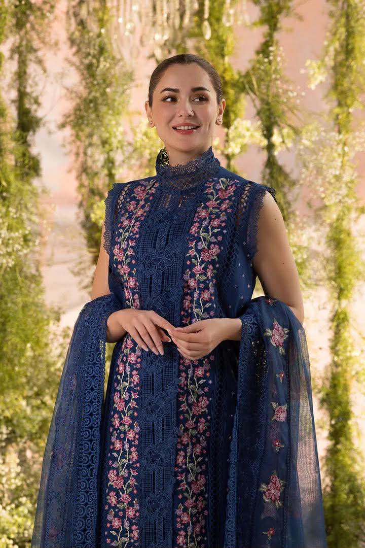 SOBIA NAZIR BLUE 4A LUXURY CHIKENKARI LAWN UNSTICH