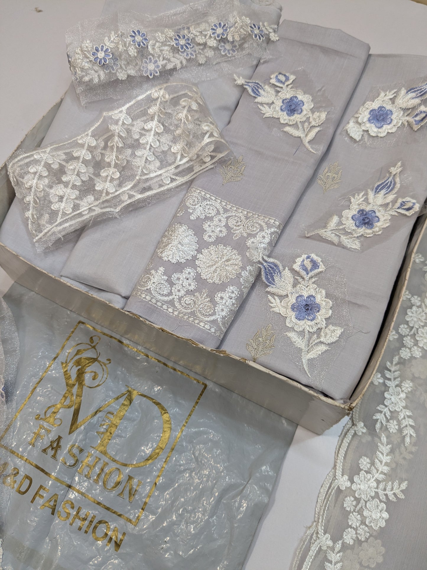 AZURE BREEZE LAWN ICE GREY EMBROIDERED