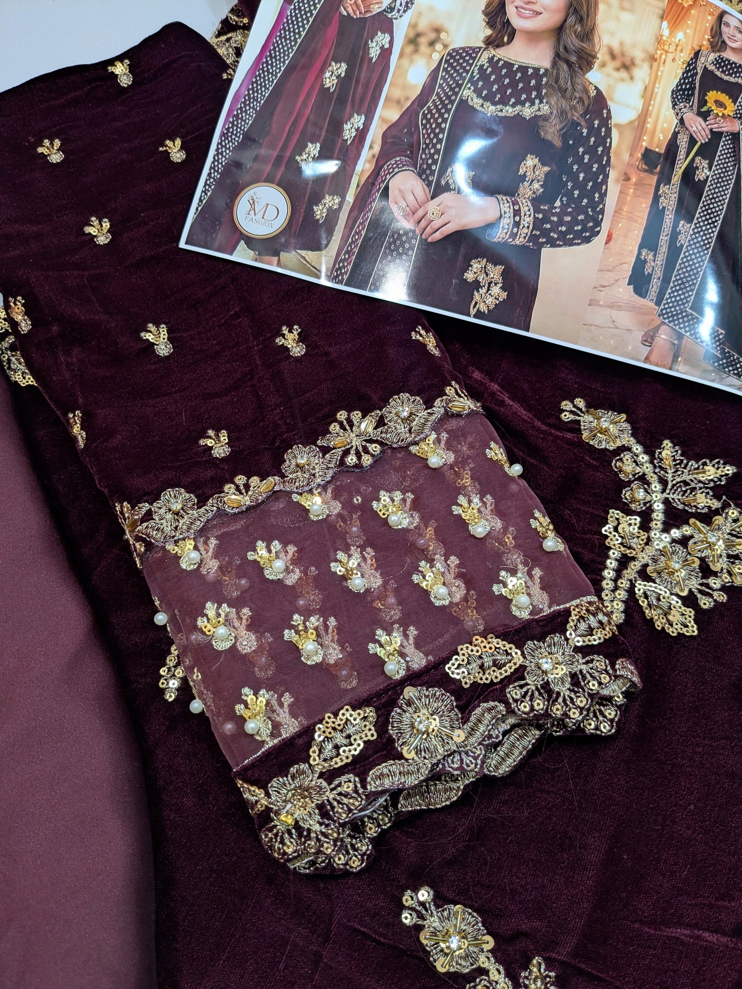 AFROZEH HIGH VERSION BURGUNDY VELVET