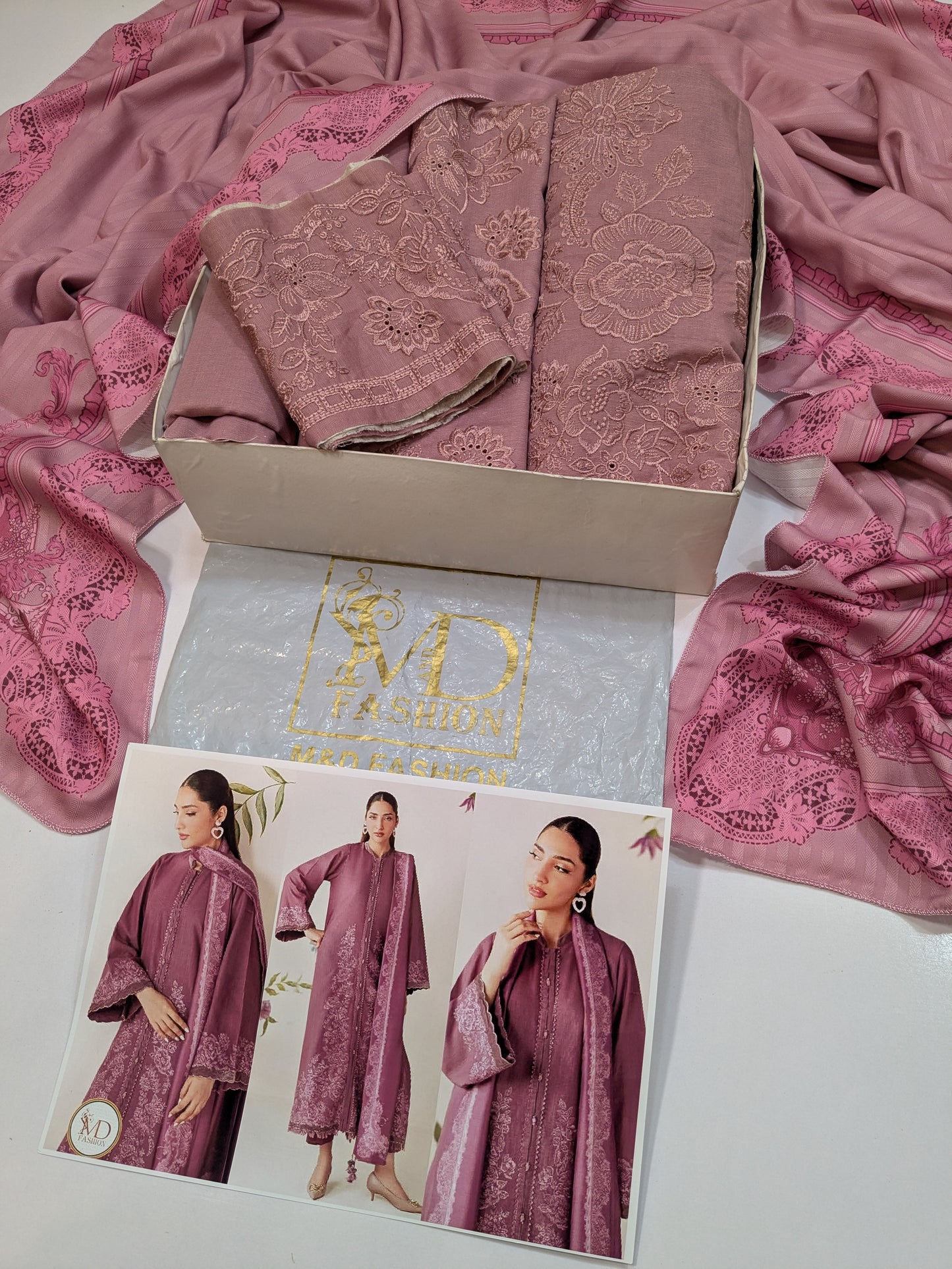 BAROQUE TEA PINK KHADDAR EMBROIDERED 3pcs