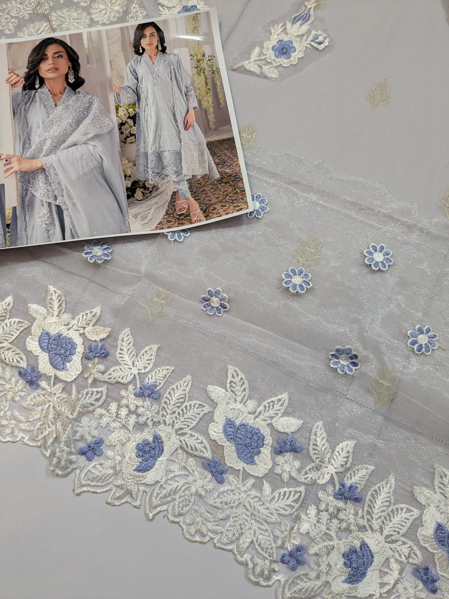 AZURE BREEZE LAWN ICE GREY EMBROIDERED