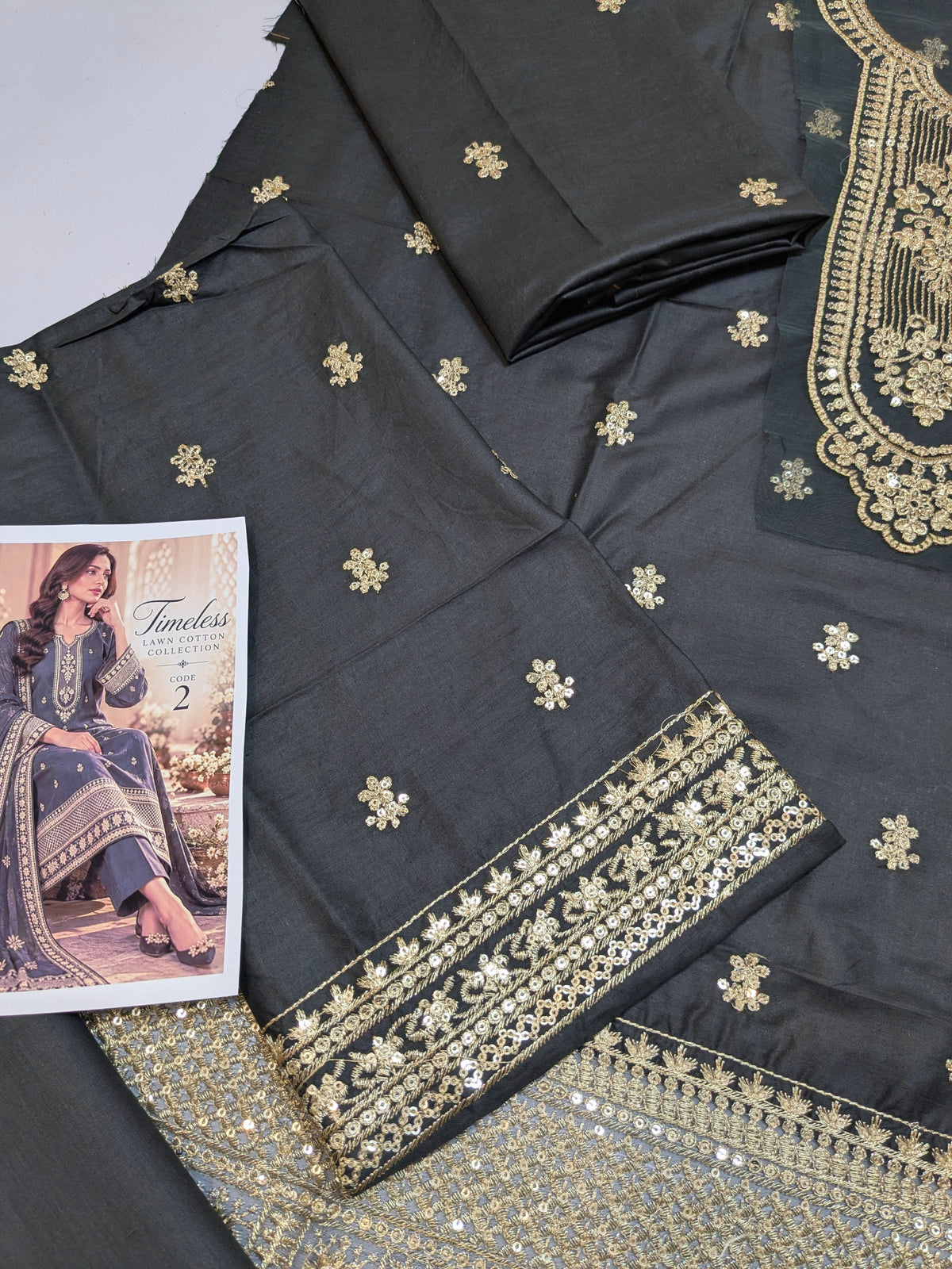 MAHIRA 02 CHARCOAL GREY LAWN COTTON