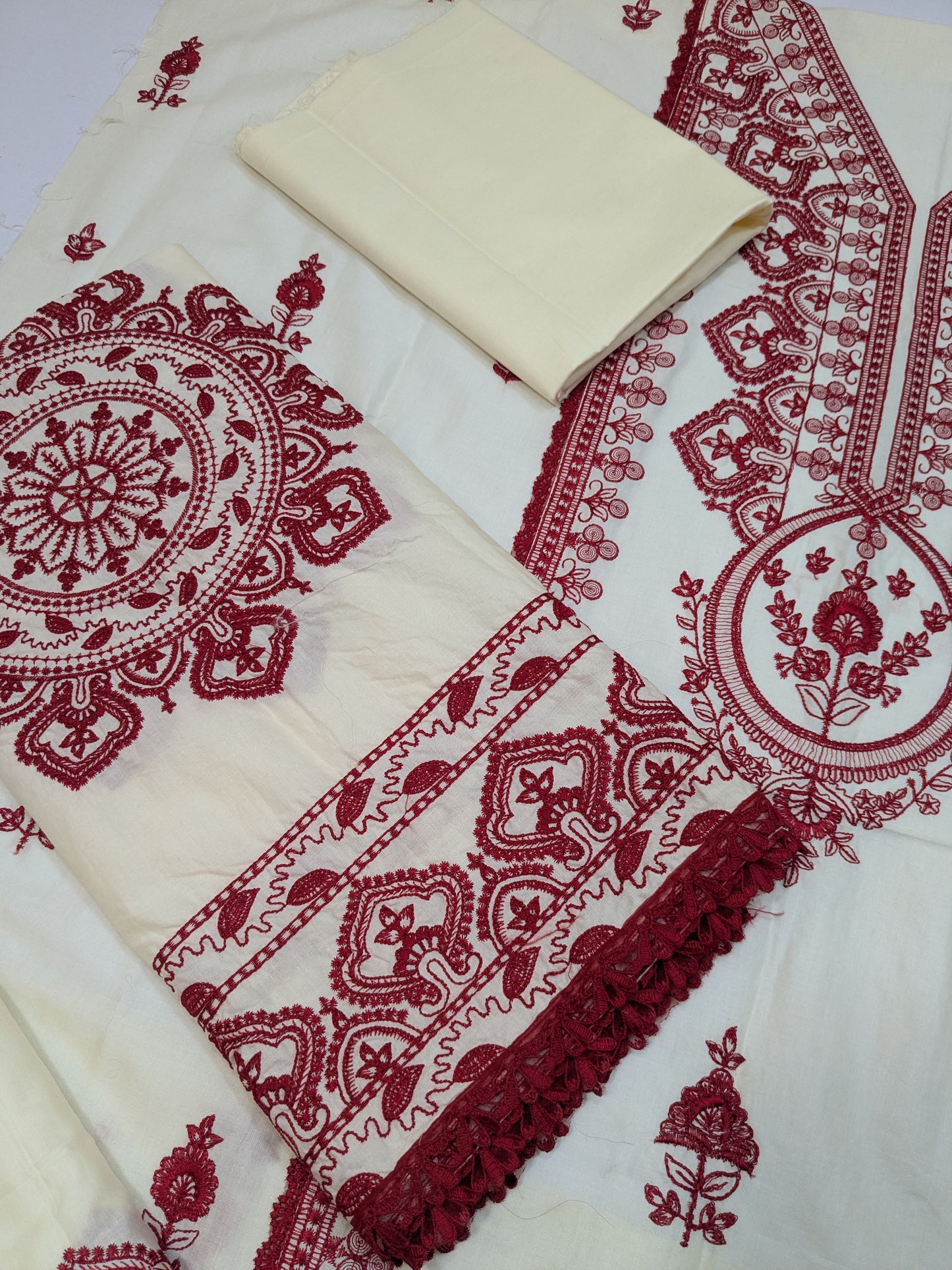 ANEELA RUBY CREAM LUXURIOUS LAWN