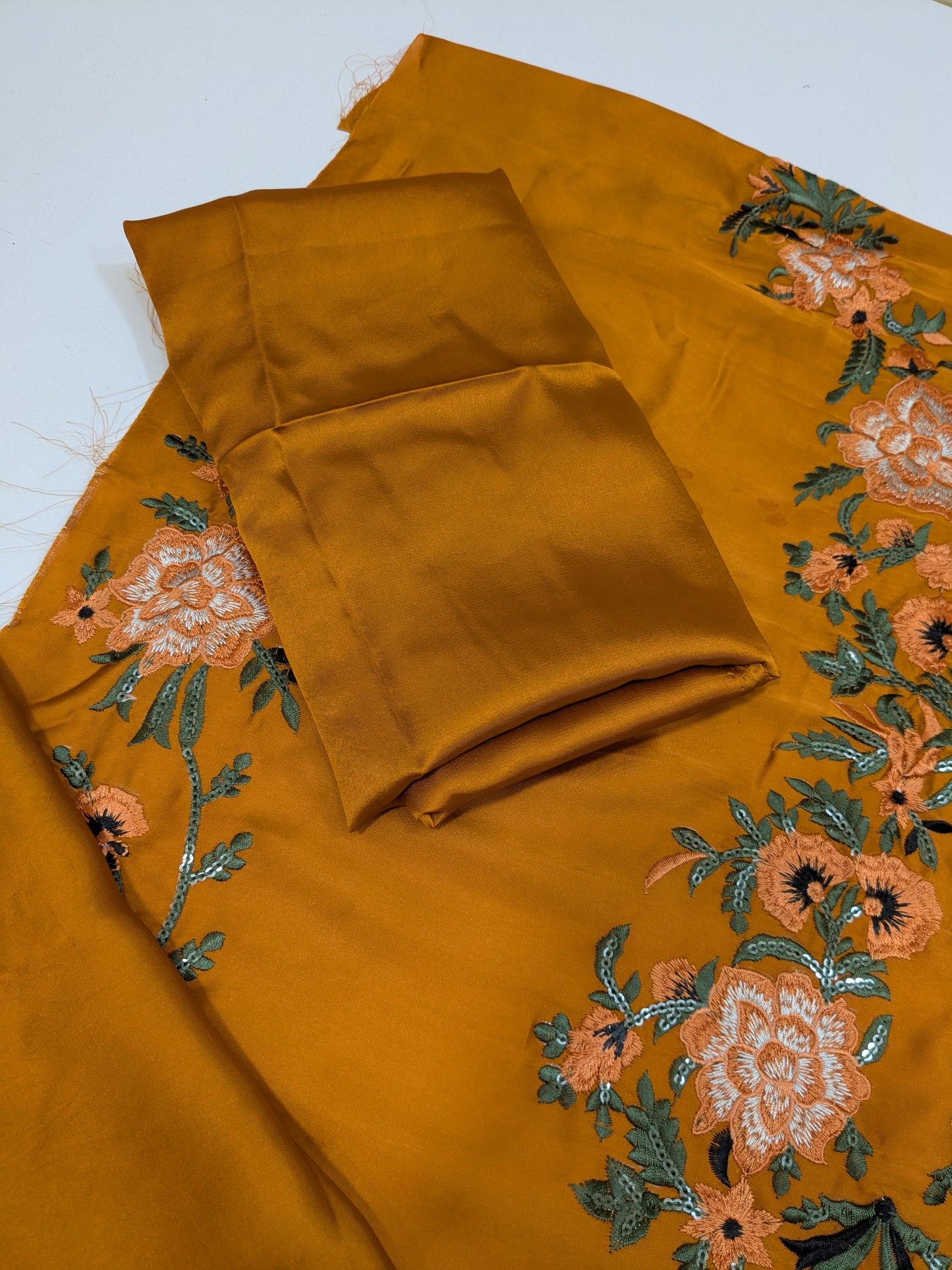 MAHIRA NOOR SILK RUST EMBROIDERED 3PCS