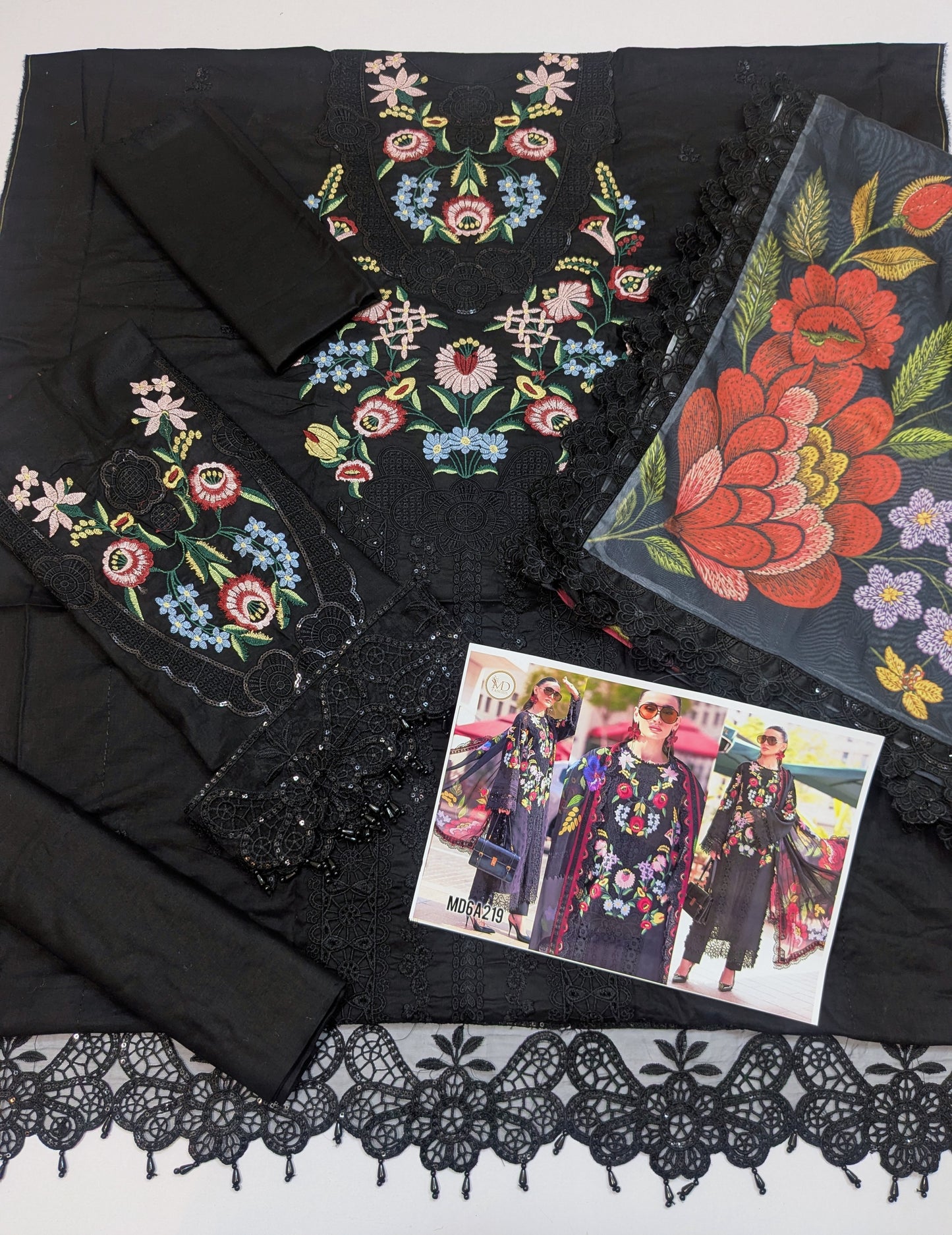 MARIA B LAWN Embroidered BLACK 10B