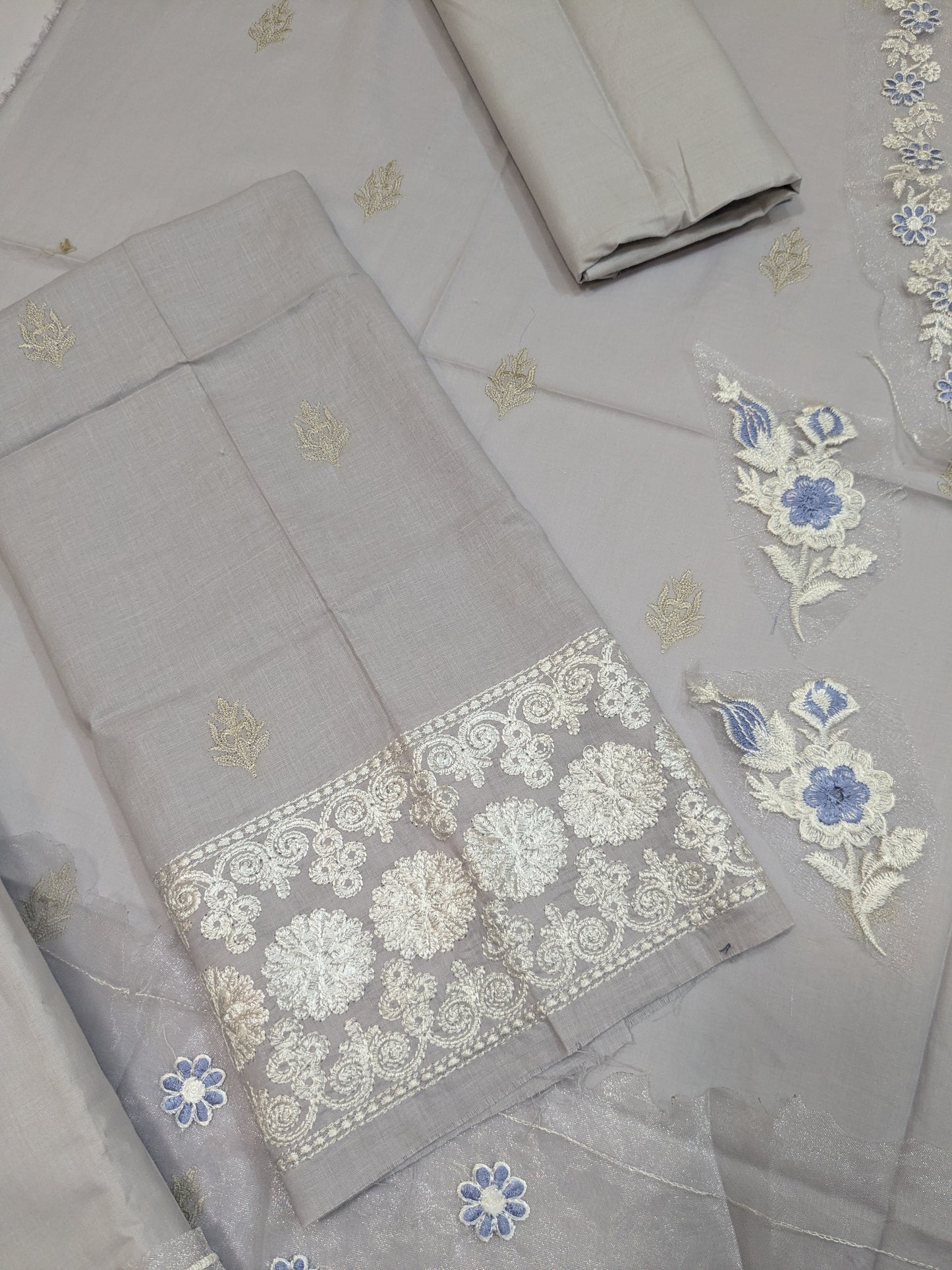 AZURE BREEZE LAWN ICE GREY EMBROIDERED