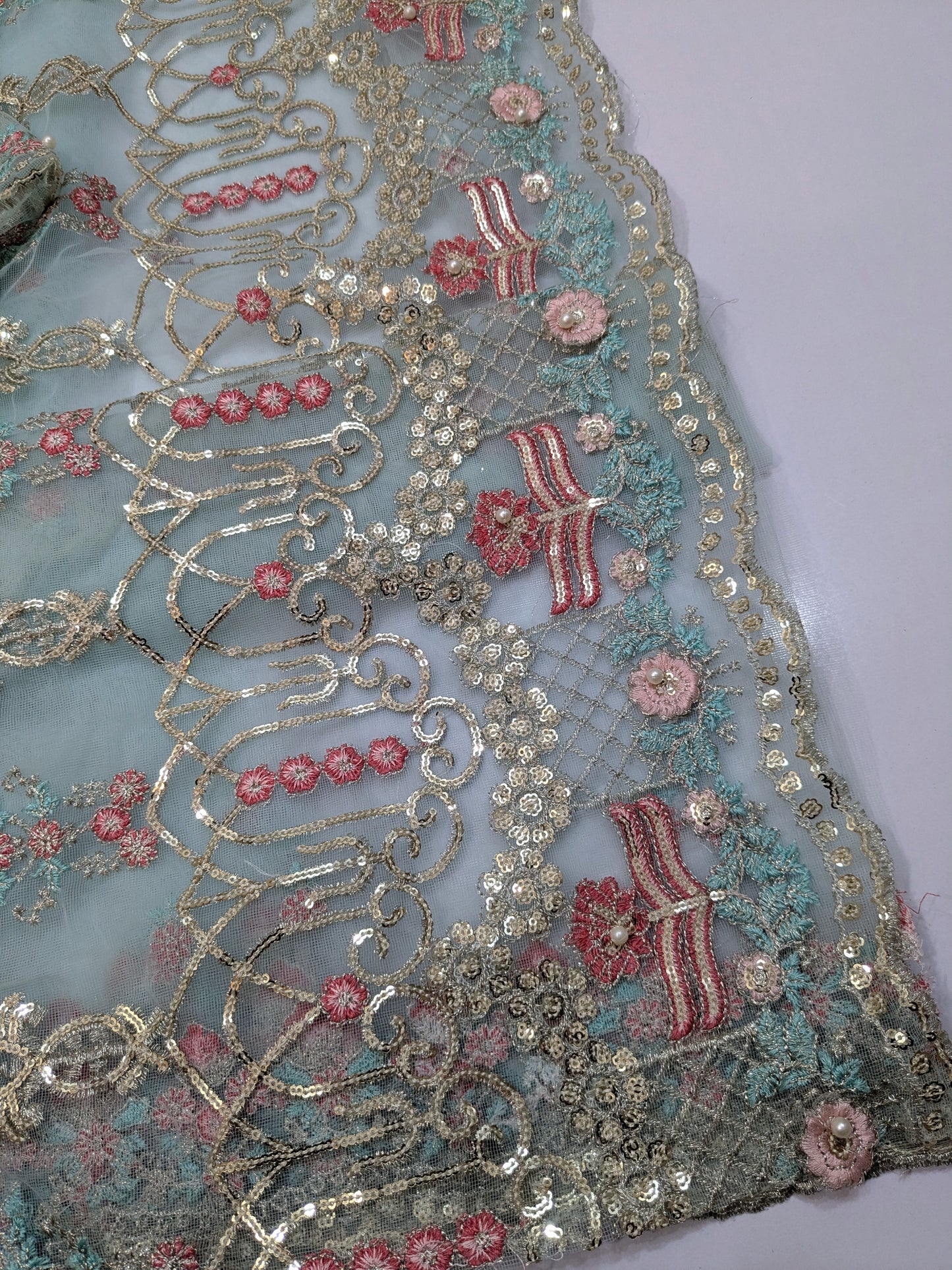 MARIA B SEA NET EMBROIDERED SAREE