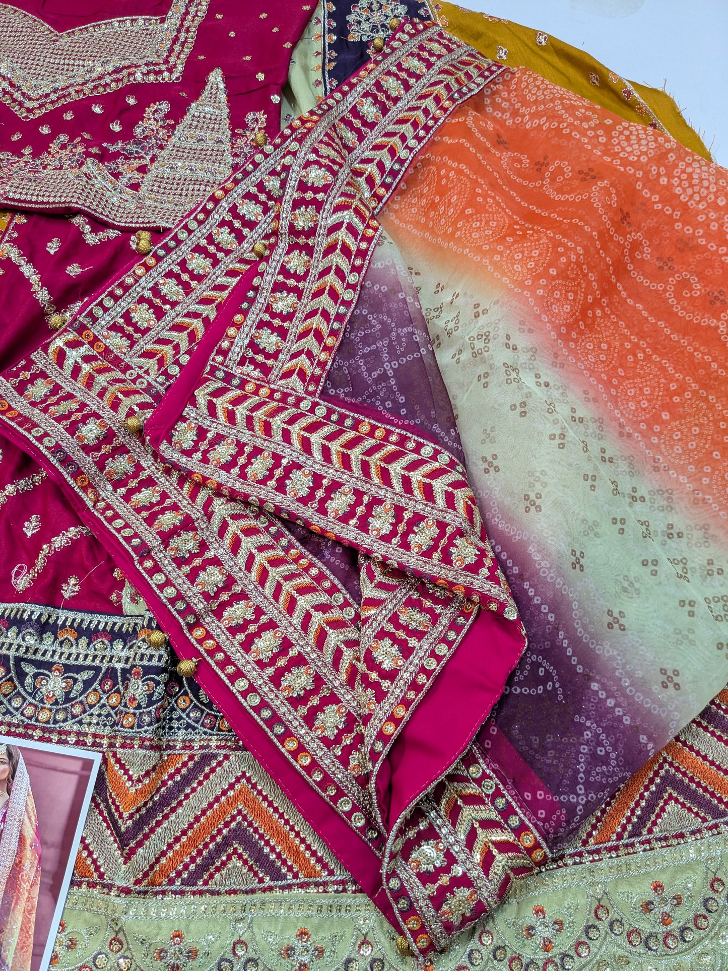 BIN ILYAS SAJJAL MULTI EMBROIDERED MAXI LAHENGA