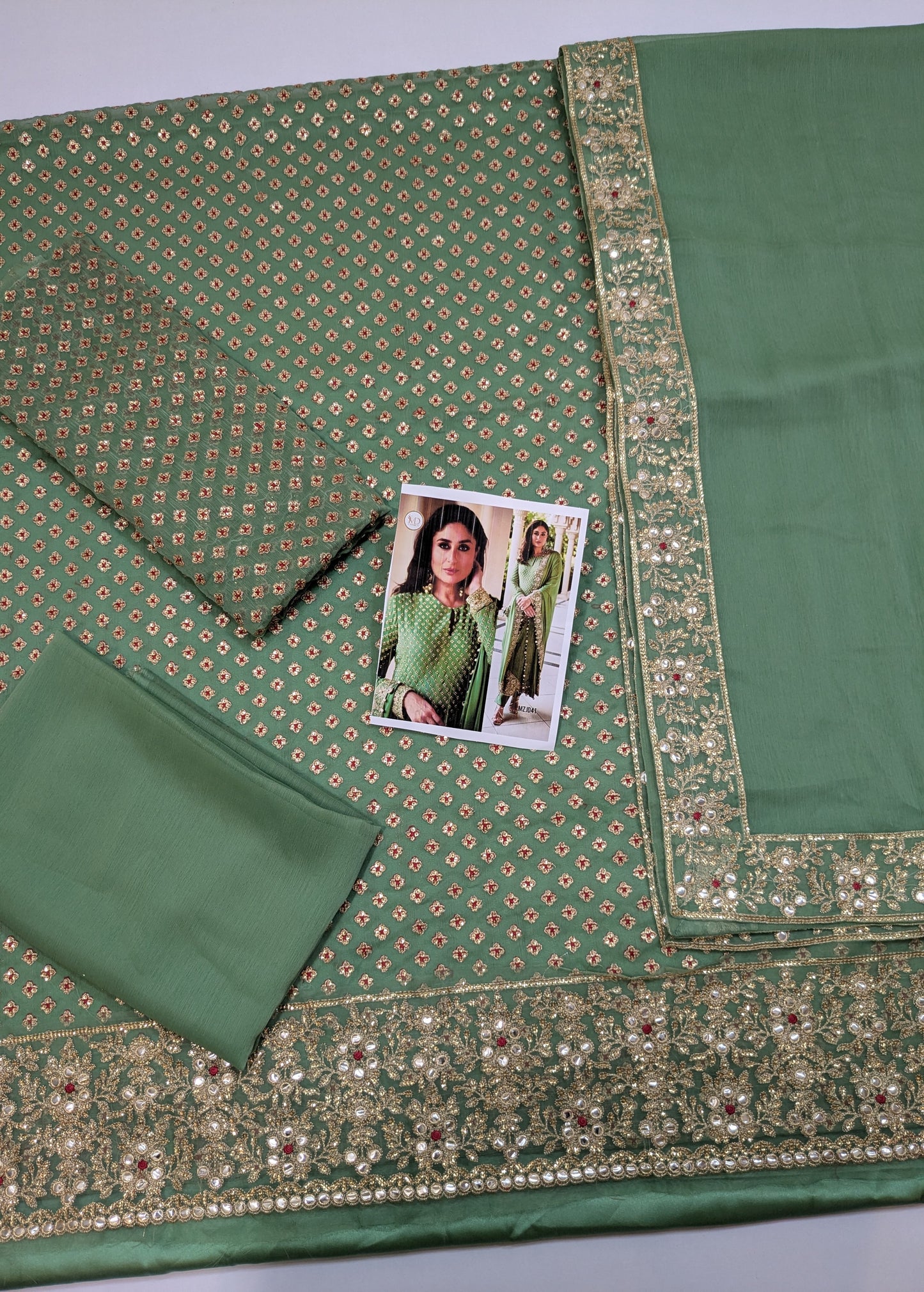 KAREENA KAPOOR GREEN ARPITA MEHTA CHIFFON DRESS