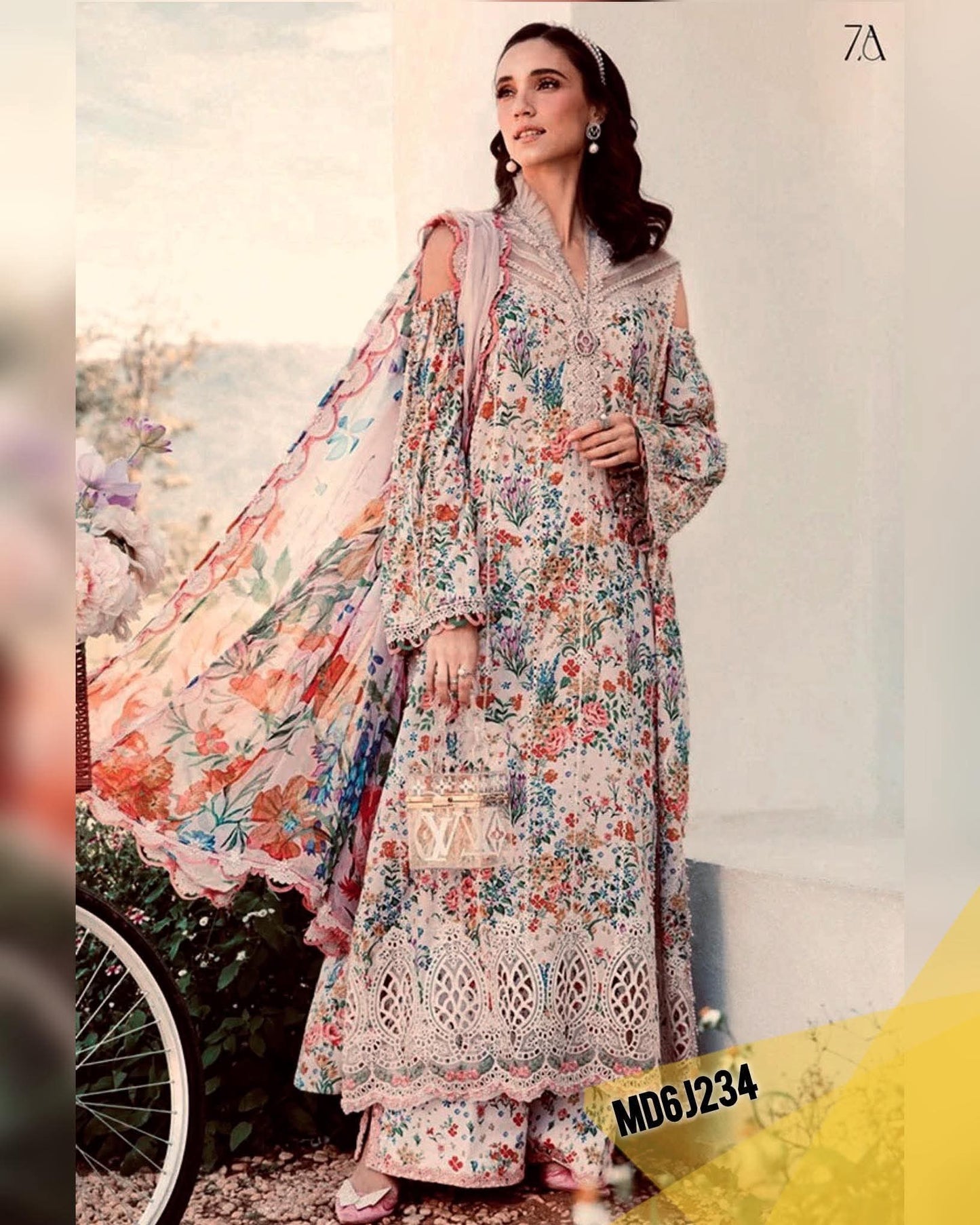 MARIA B LAWN CHIKENKARI PRINTED EMBROIDERED