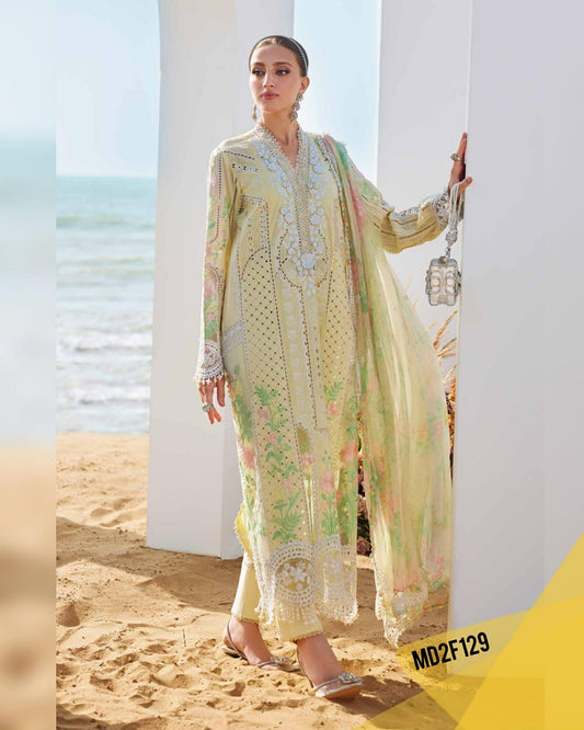 MARIA B LUXURIOUS LAWN CHIKENKARI LACER EMBROIDERED