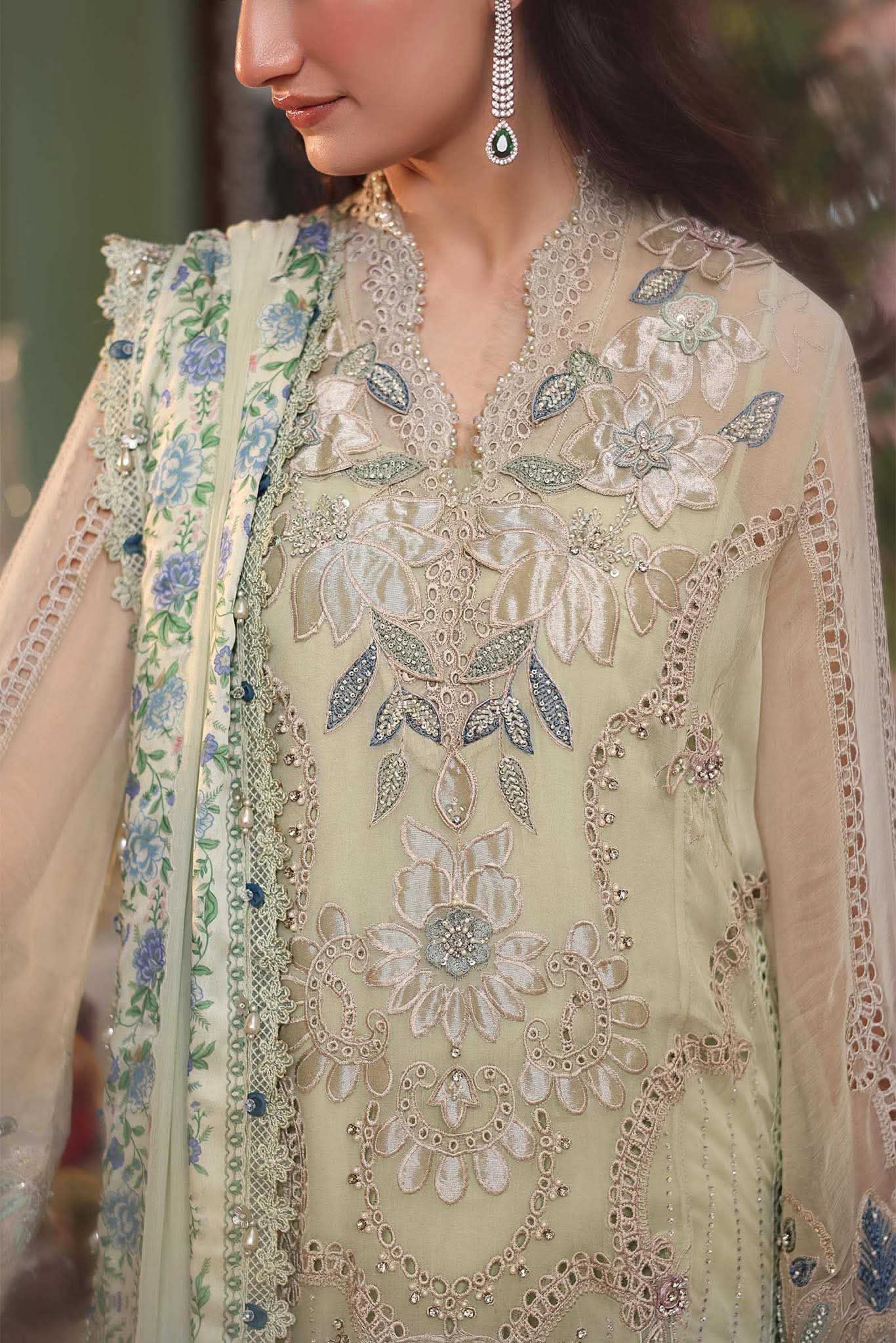MARIA B INSPIRED DUSTY PISTACHIO CHIFFON TEA AFFAIR