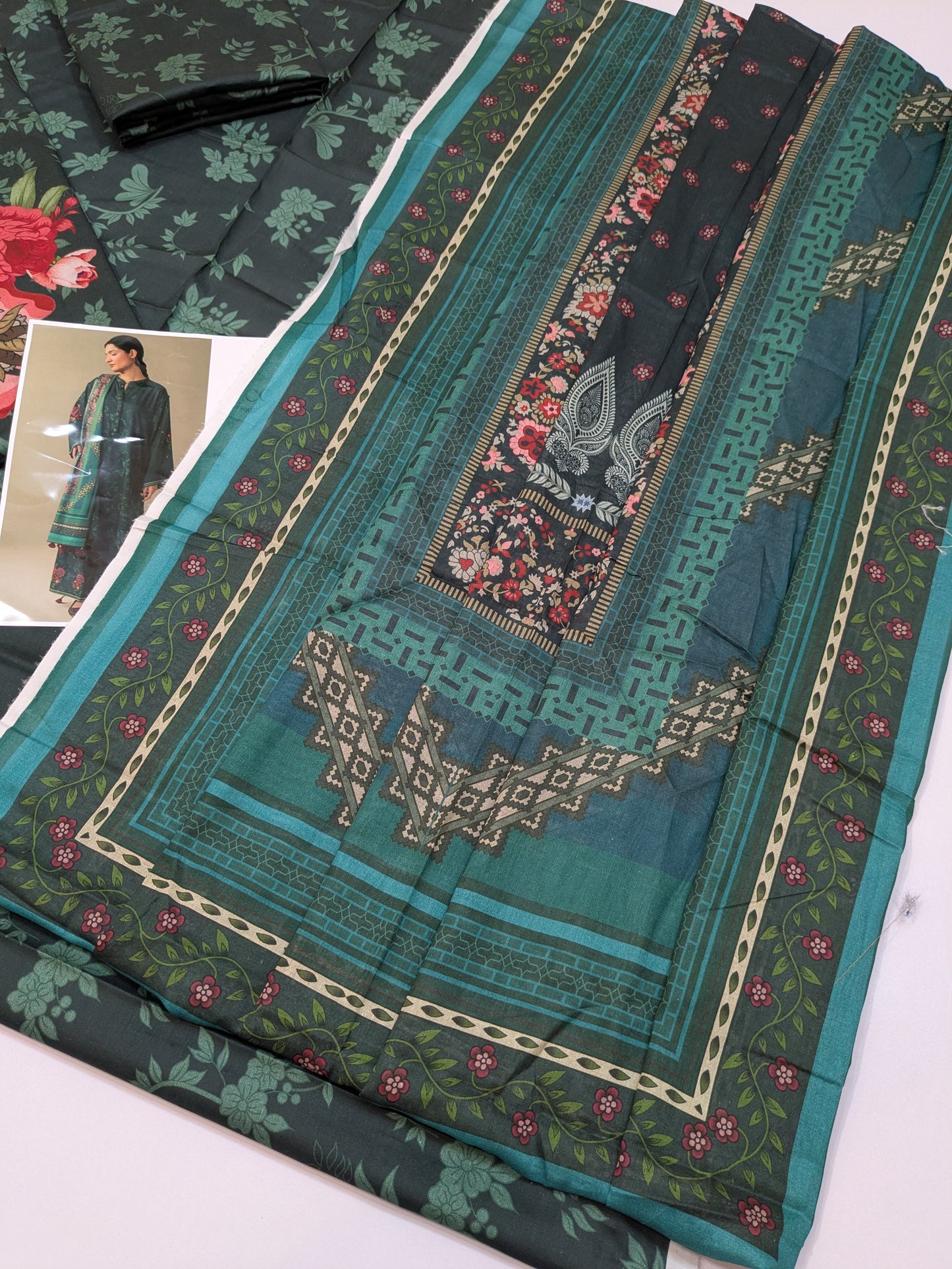 COCO BY ZARA SHAHJAHAN WILD FERN DIGITAL PRINT LAWN DUPPATA