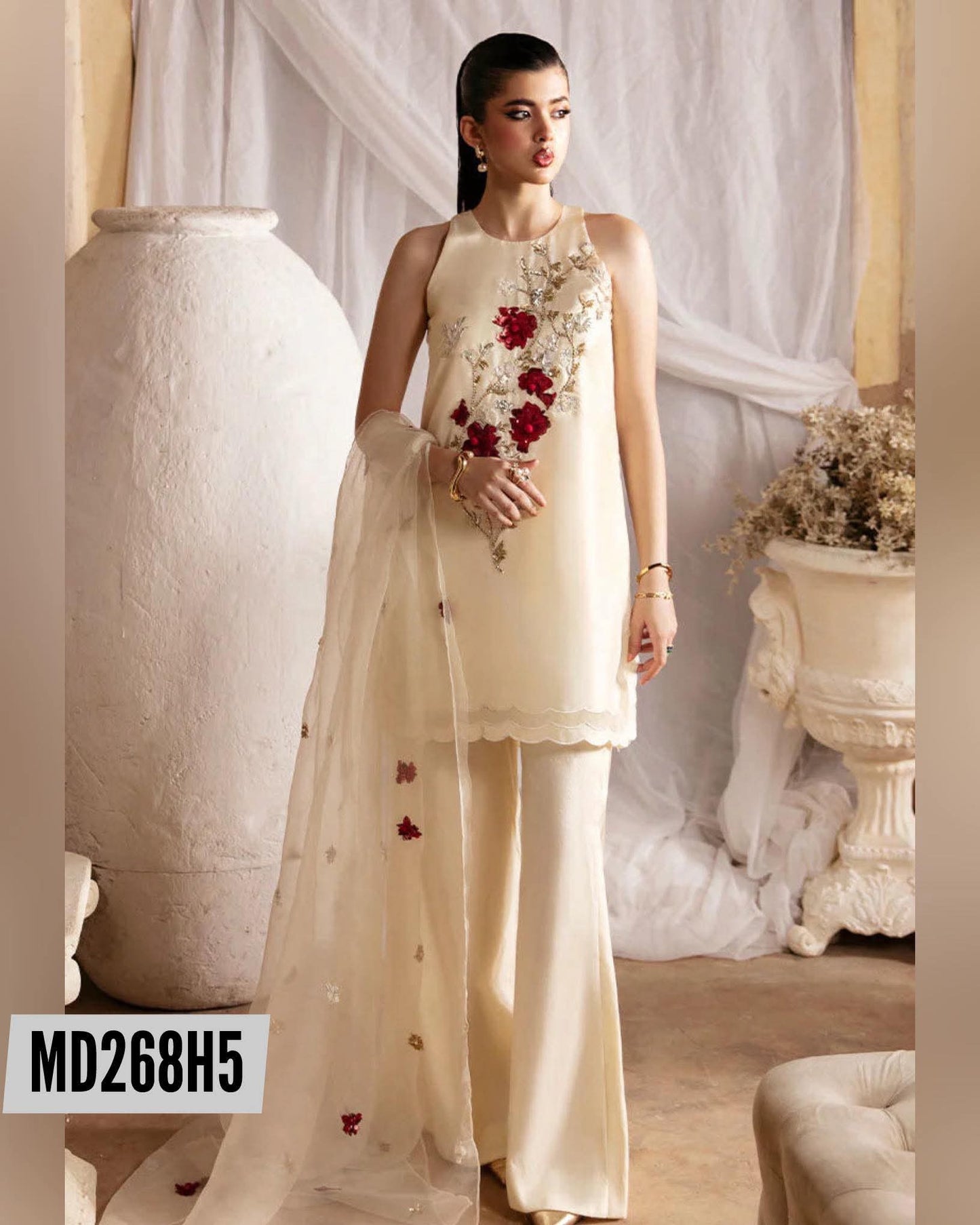 RABIA ZAHUR LAVA SILK WHITE