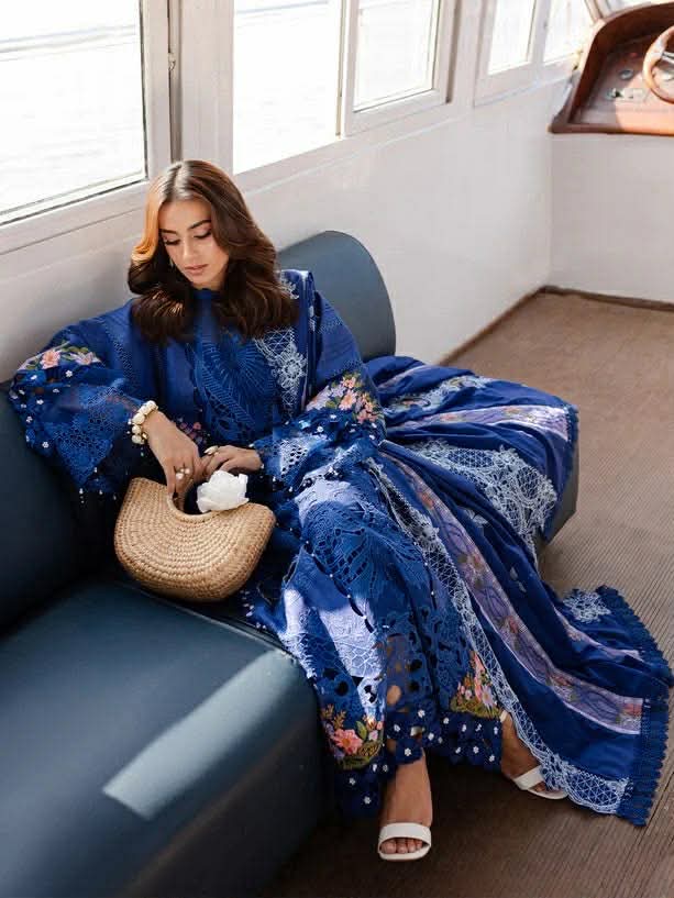 PARISHAY BLUE CHIKENKARI LAWN EMBROIDERED