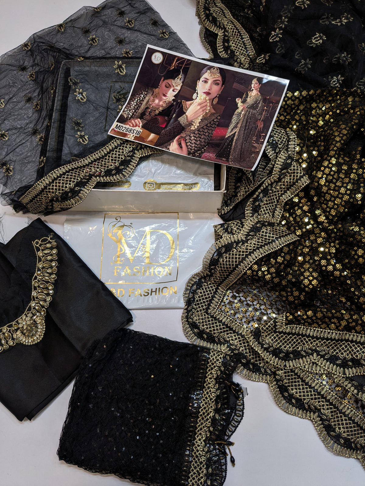 EMAN ADEEL BLACK GOLD NET SAREE